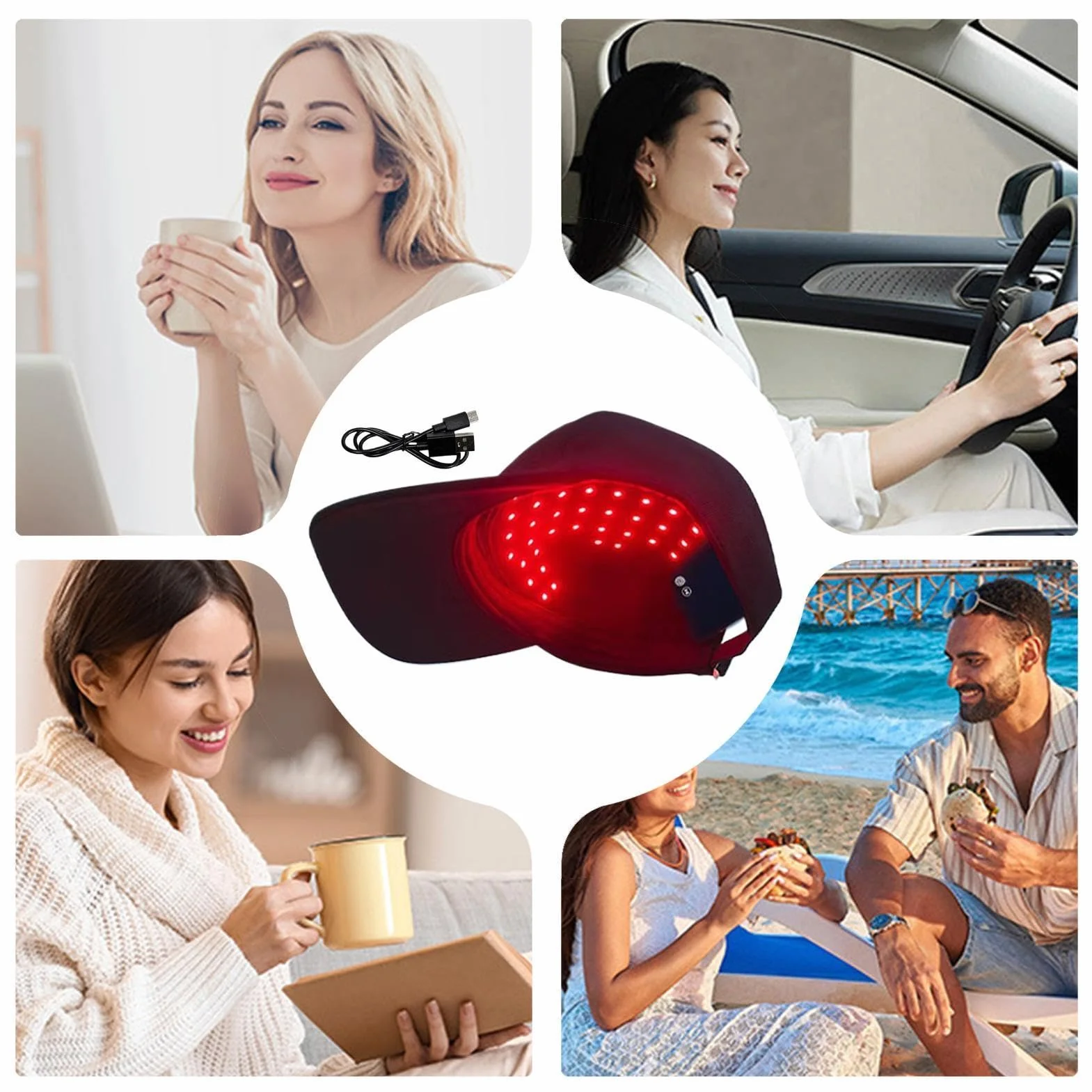 Gorro de Luz LED 450nm/660nm para Regeneración del Cabello y Crecimiento Capilar
