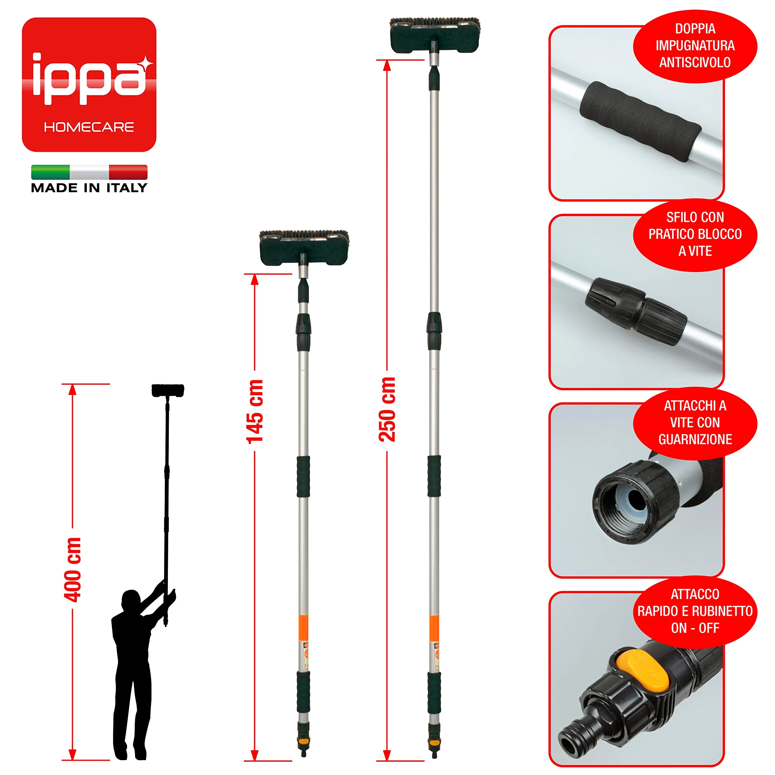 IPPA Limpieza Paneles solares. Cepillo de cerdas Naturales. Conveniente para el Coche, Caravana, Caravana, camión, Coche, autobús. Limpieza de PV.
