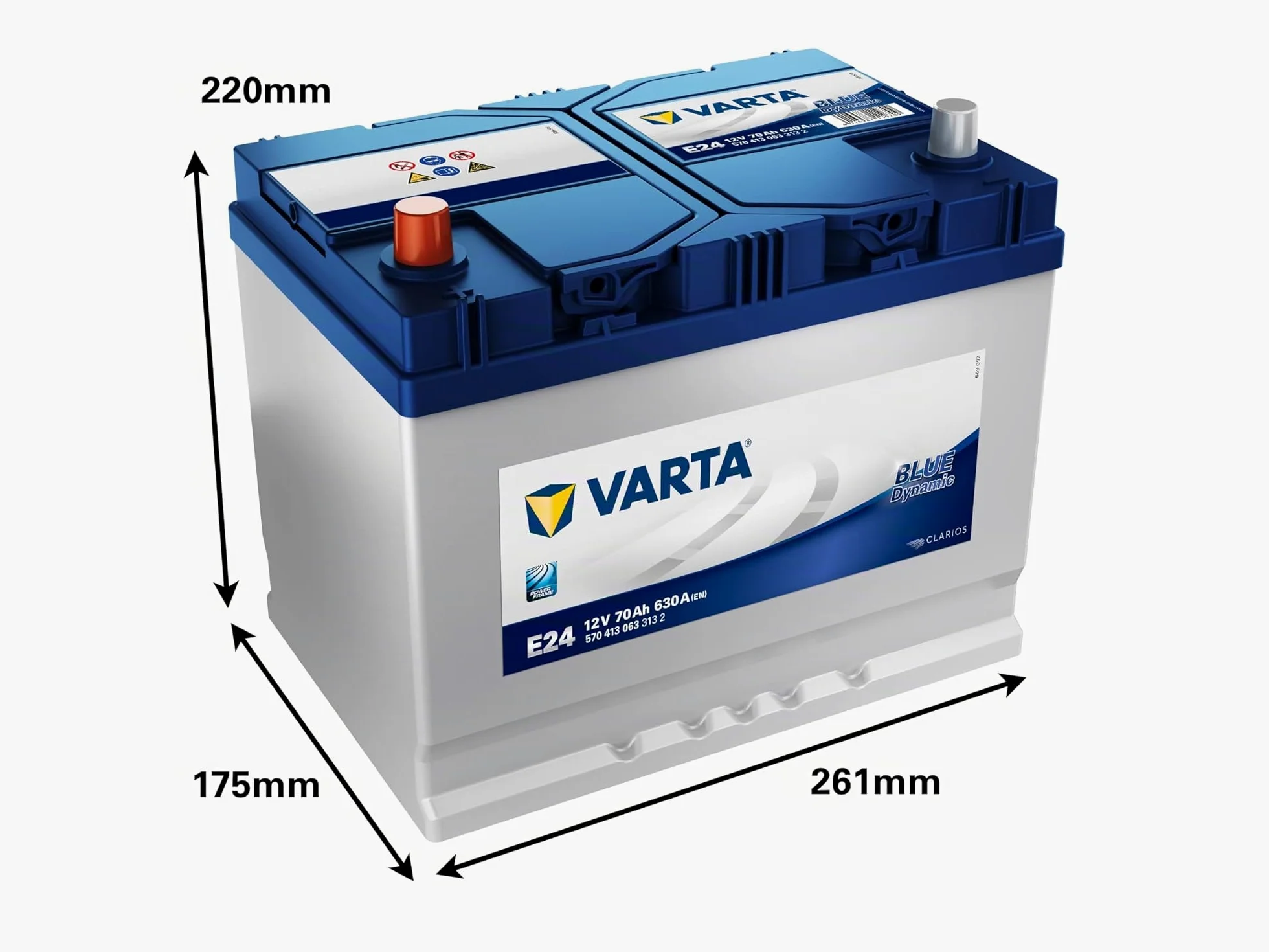 Varta 5704130633132 Baterías Dinámicas Azules, 261mm x 175mm x 220mm