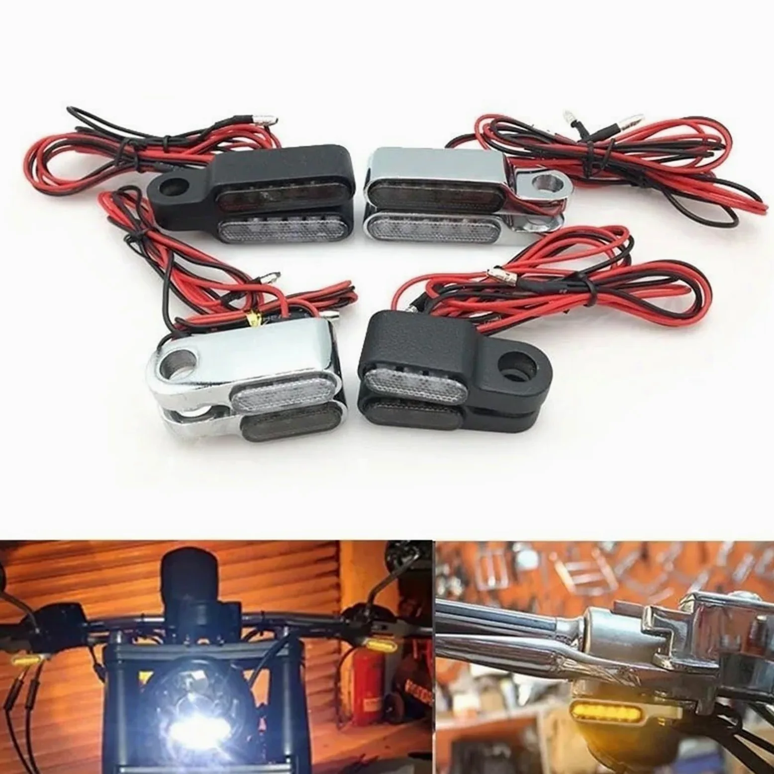 Luces de señalización Indicadores De Motocicleta Scooter 12 V | Indicadores de motocicleta Scooter de 12 V Luz de señal de giro(Black clear-L)