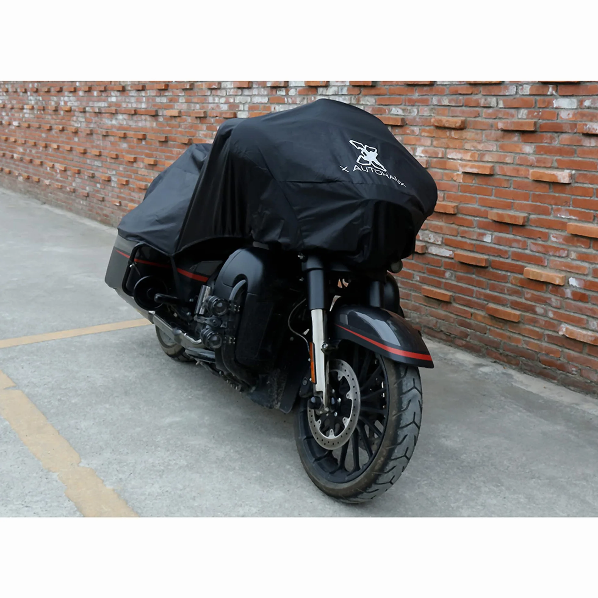 X AUTOHAUX - Funda Ligera para Moto, Media Funda, para Exteriores, Impermeable, Protector de Lluvia y Polvo, para la mayoría de Deportes, Aventura, Touring, Cruiser, Negra, Talla L