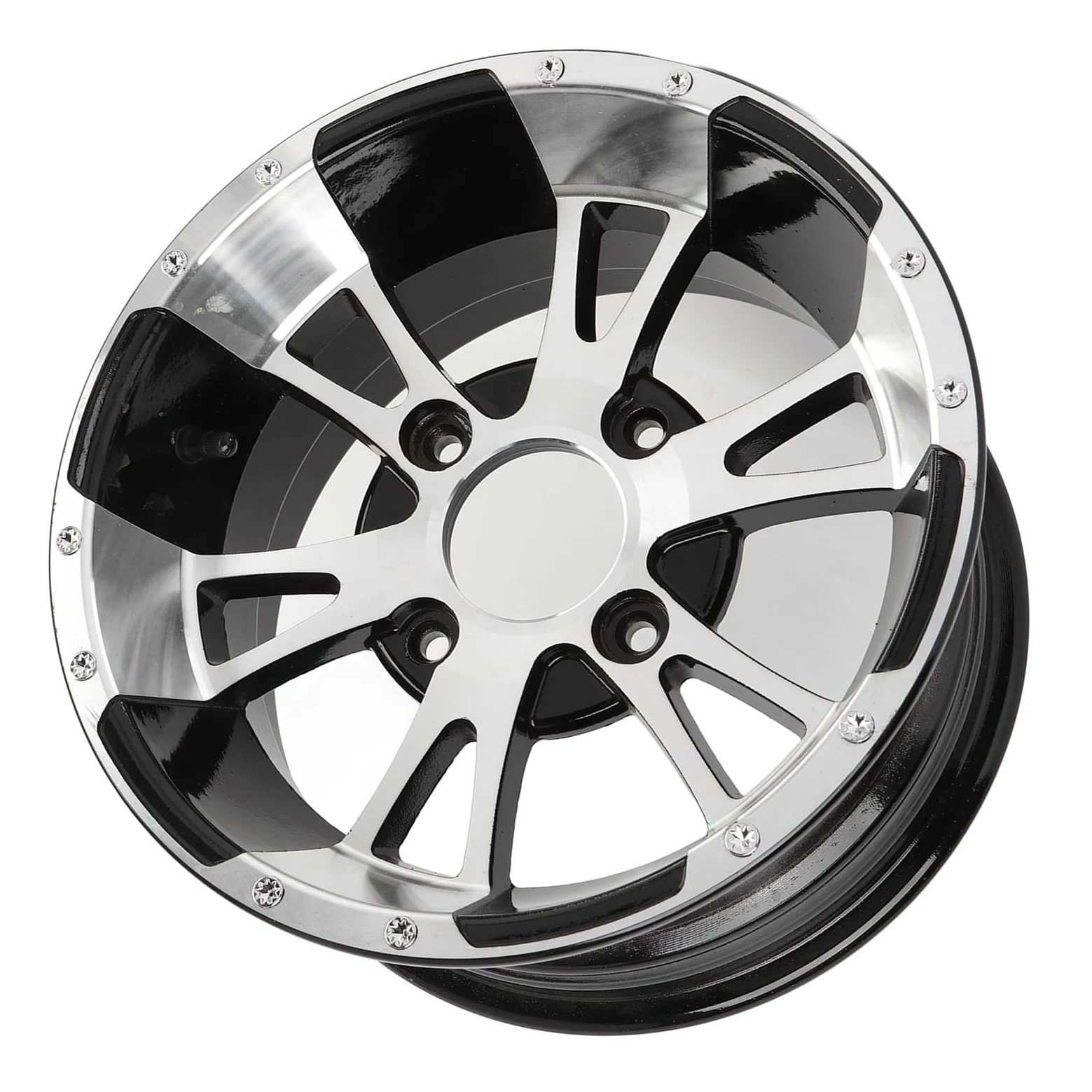 Keenso Llanta de 12 Pulgadas Llanta de Aleación de Aluminio de Rueda ATV Espaciado de 4 Orificios 110 Mm Acabado de Metal Liviano para ATV Go Kart UTV Reemplazo de Quad Uso Todoterreno