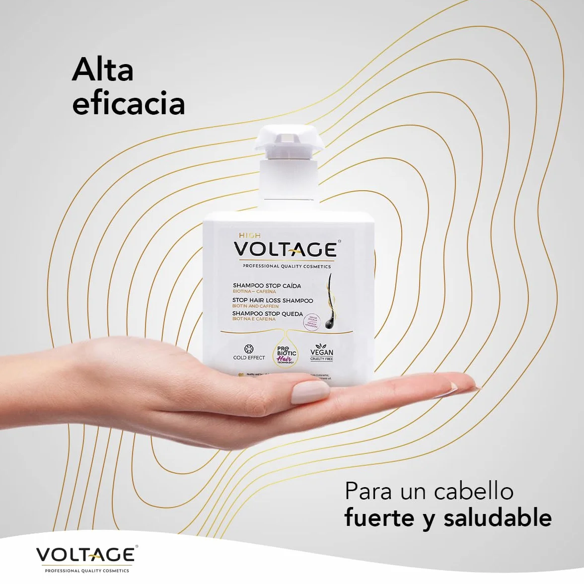 Voltage Cosmetics Champú Anticaída 500 ml con Biotina y Cafeína