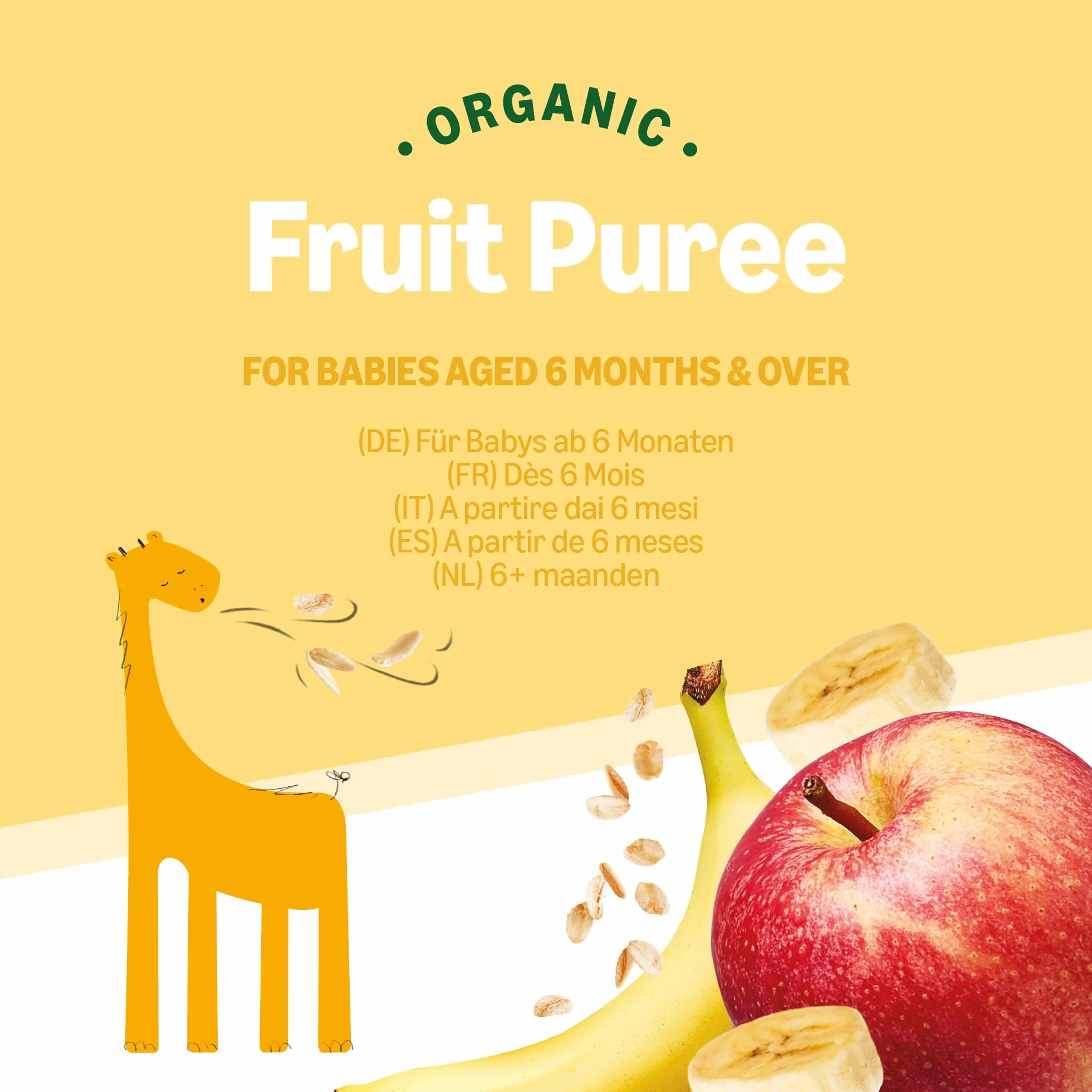 Mama Bear Bolsitas de Puré de Manzana, Plátano y Avena Ecológico - 6 x 90g