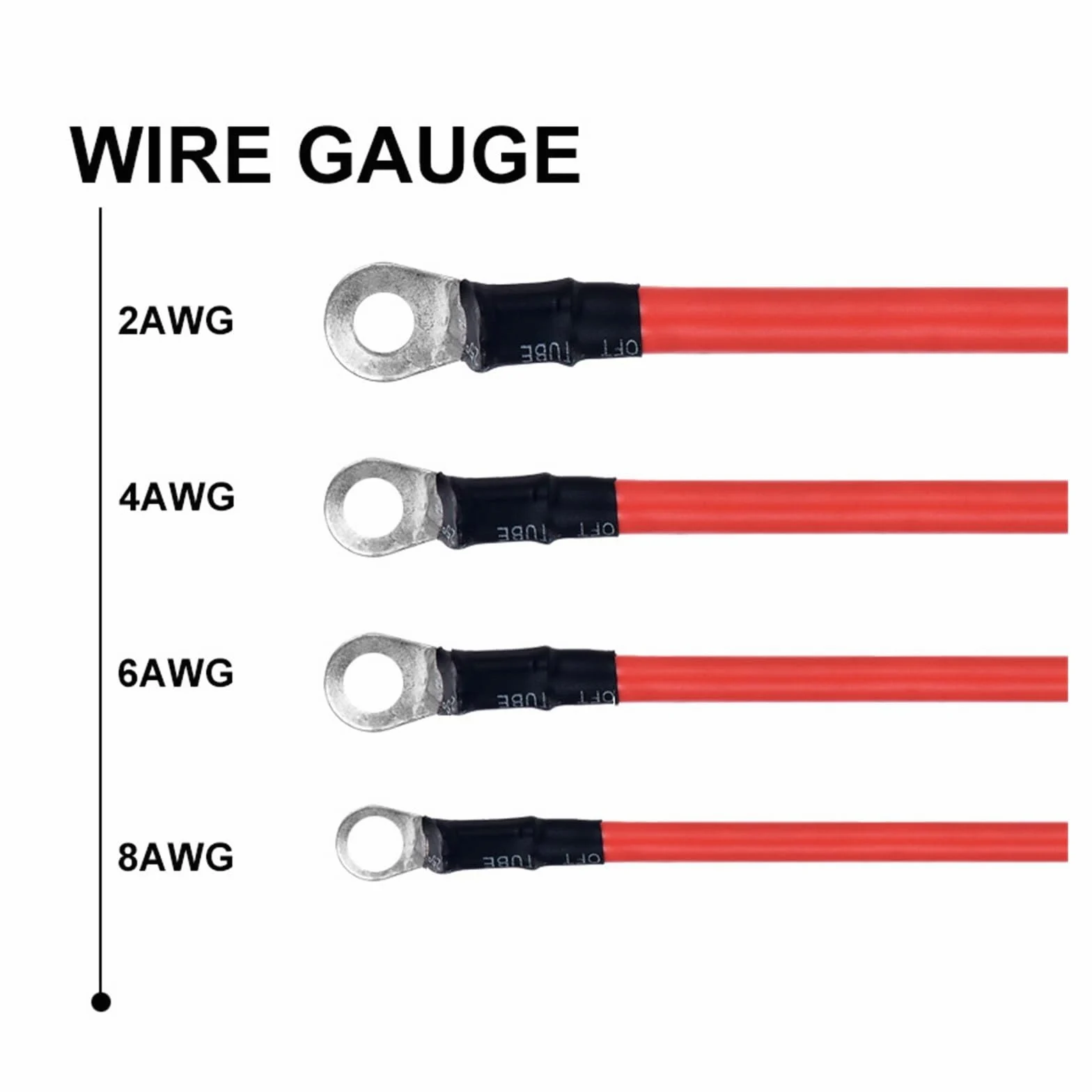 Cable de conexión del inversor batería 8 6 4 2 AWG arranque puente for coche UPS M8 M6 M10 alta corriente, Servicio pesado(200CM,2AWG-35mm2-M8)