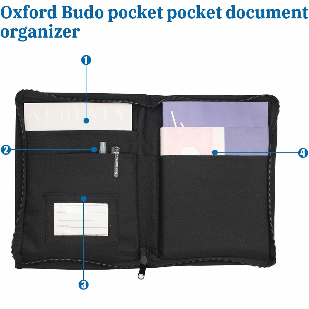 JNNJ Carpeta de Guantera para Coches, Organizador de Documentos de Tela Oxford con Cremallera Segura y Multiusos