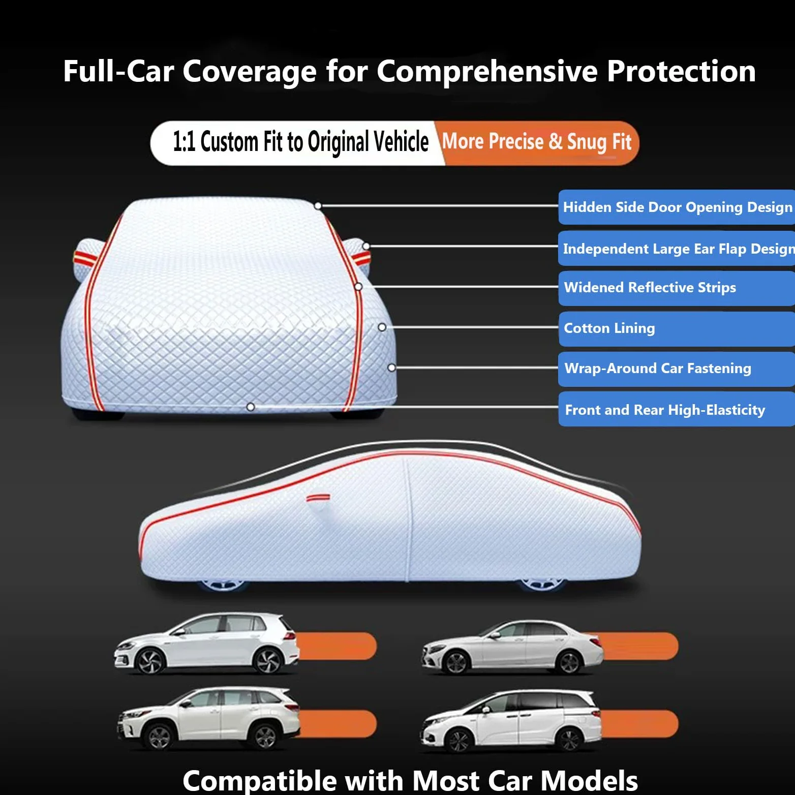 Funda para Coche Antigranizo para Mazda MX-5 NC,Impermeable Funda Completa para Coche con Cremallera,Transpirable Antipolvo A Prueba de Nieve Cubierta Completa
