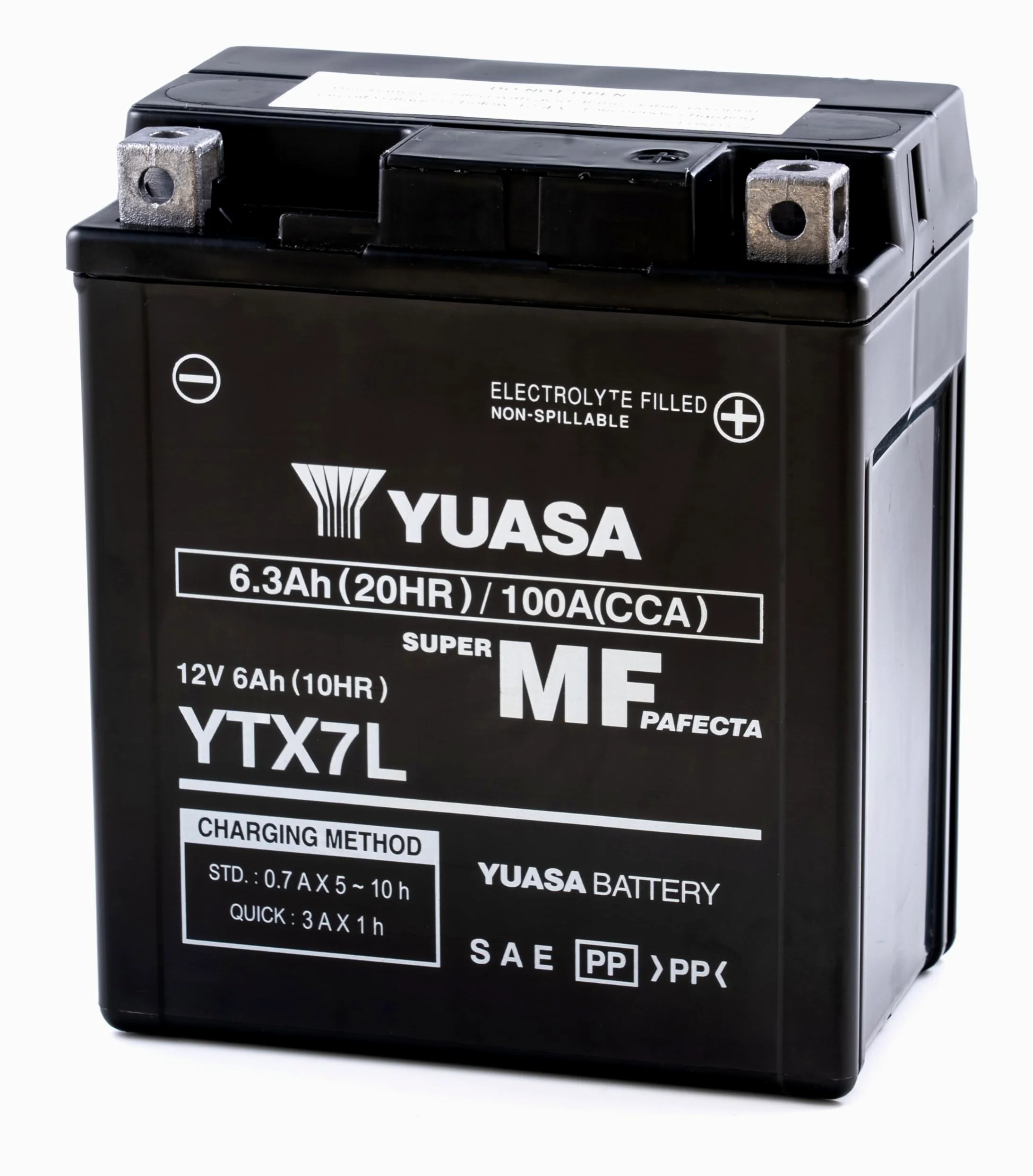 Yuasa YTX7L 12V 100 CCA Batería de moto AGM VRLA libre de mantenimiento