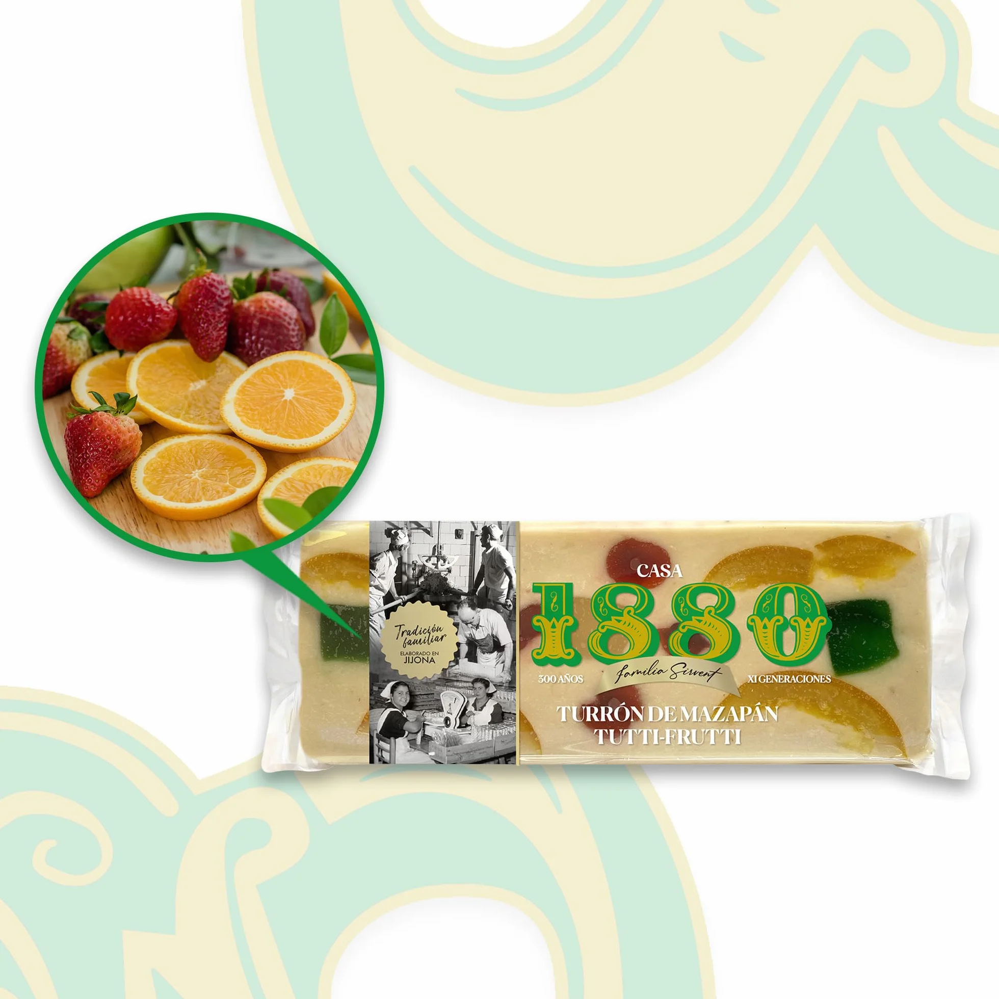 Turrón de Mazapan Tutti-Frutti Rilsan 300g, Tableta con Almendras Seleccionadas, Receta Tradicional, Regalo Navideño
