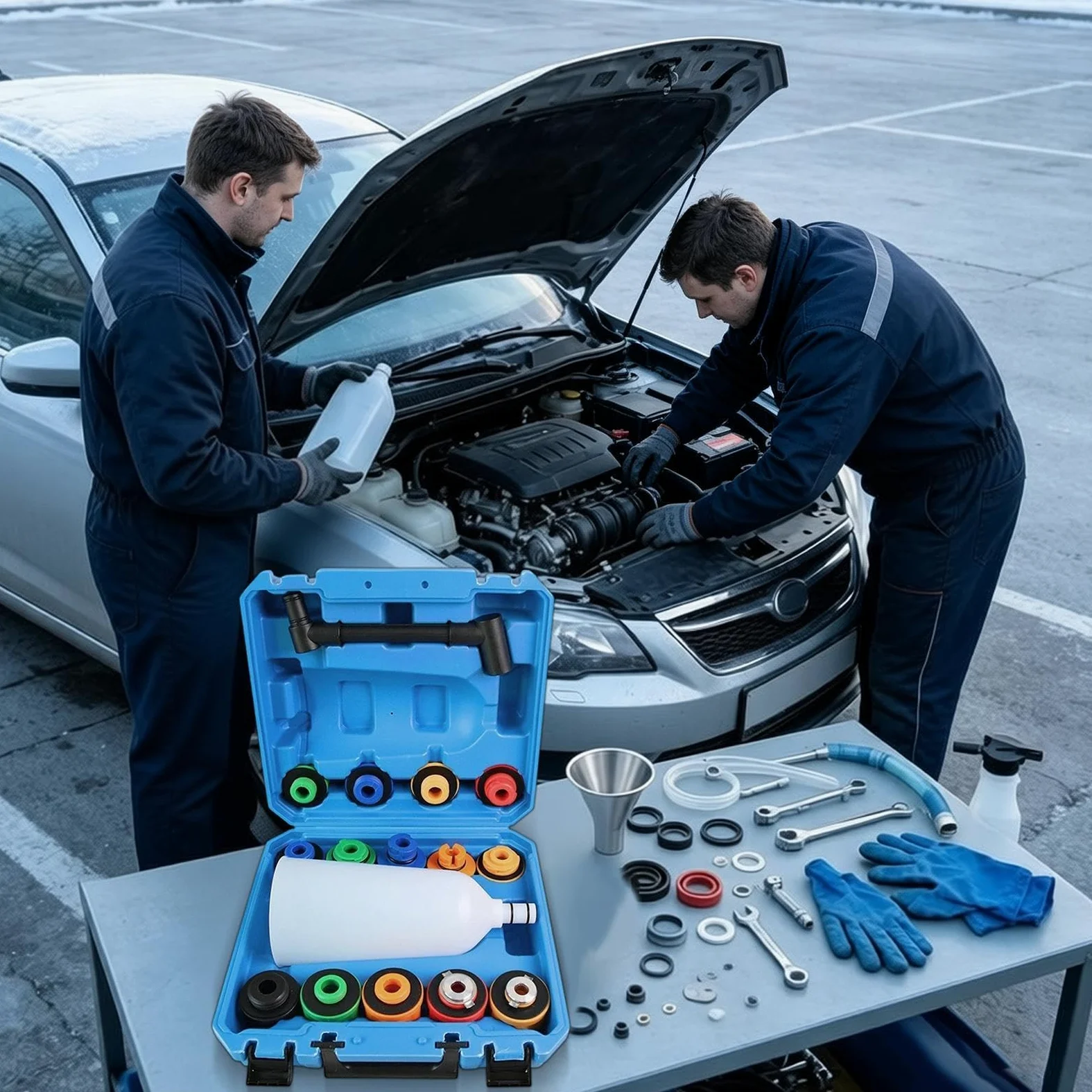 Embudo Para Aceite Del Motor Filtro Universal Flexible Antiderrames | Kit llenado refrigerante radiador Para Vehículo SUV RV De Refrigeración Del Motor Purga Reparación Lavado