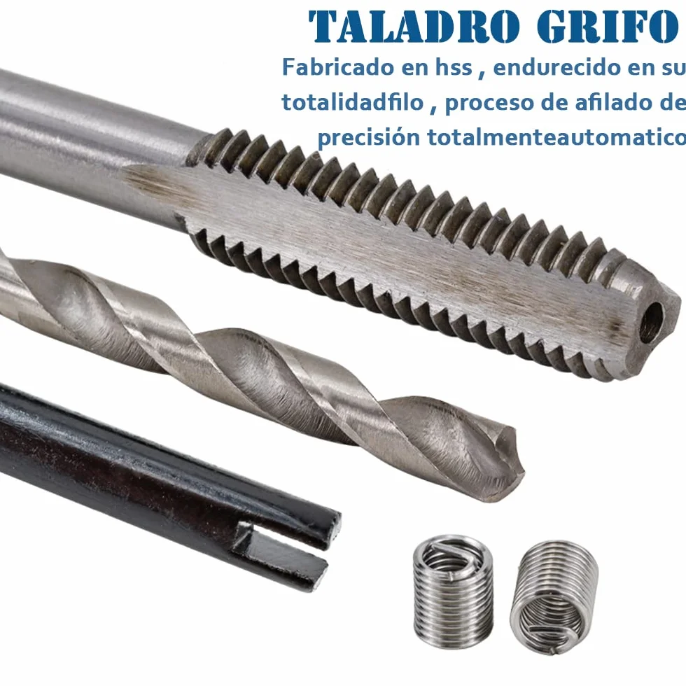 30 Piezas M6 Kit de Reparación de Rosca Juego de Reparación de Roscas Helicoil Kit Helicoidales Herramientas, Kit de Inserción de Reparación de Roscas