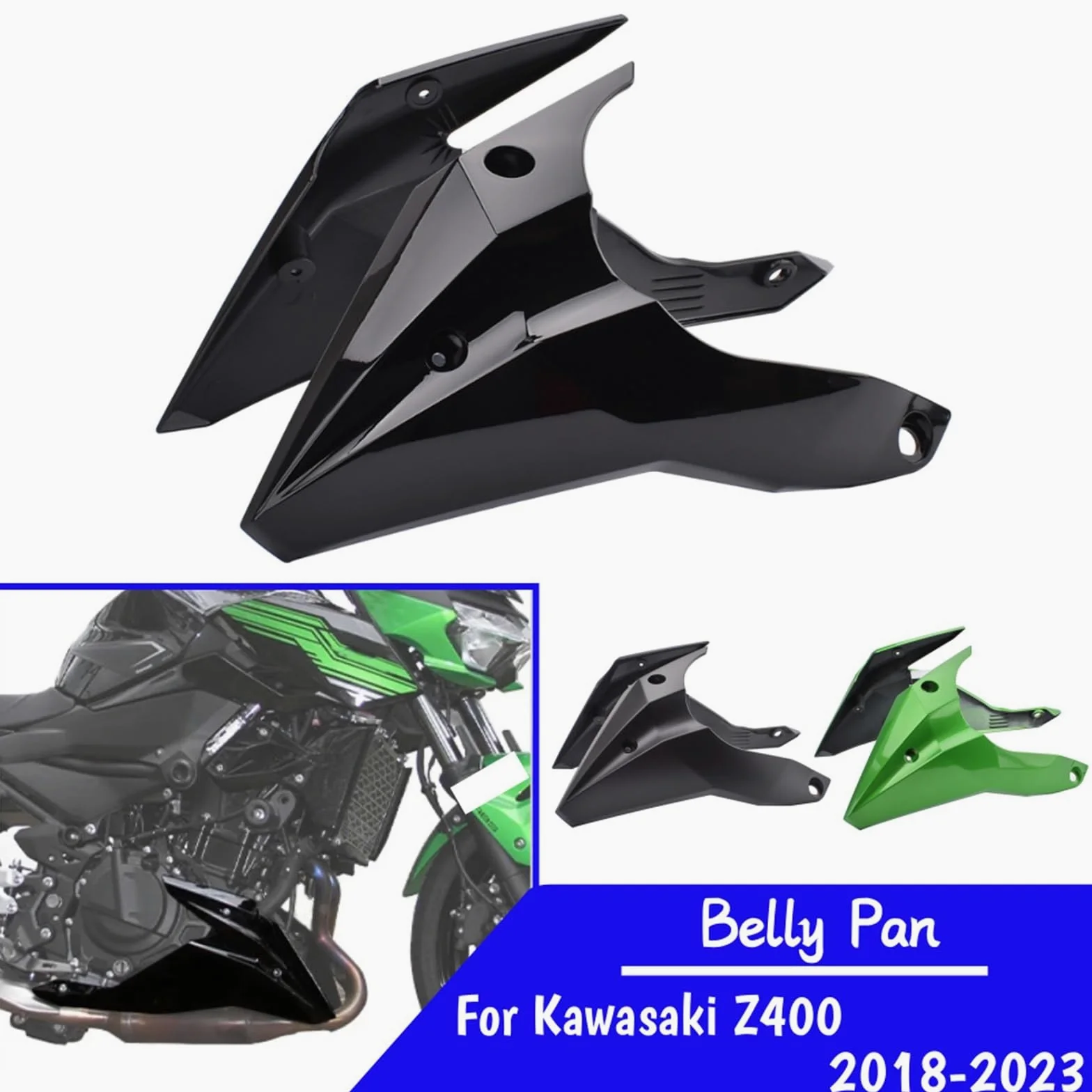 Protector Inferior del Motor para Motocicleta Kawasaki Z 400 2018-2023 Z400 Deflector Aire Moto Carenado Deflector de Viento(Green)