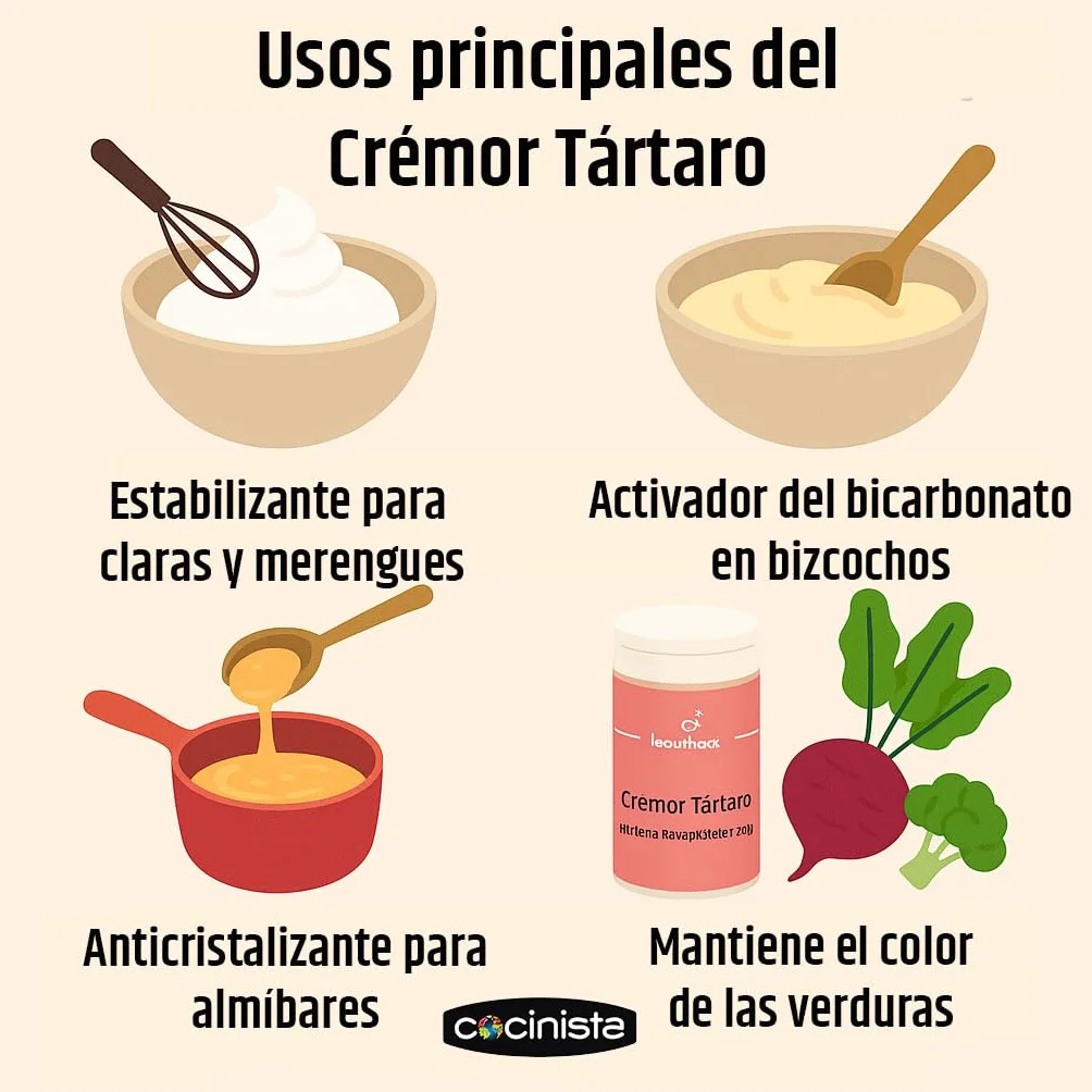 Crémor Tártaro Alimentario 80 g E-336i Tartrato Monopotásico para Repostería y Panadería