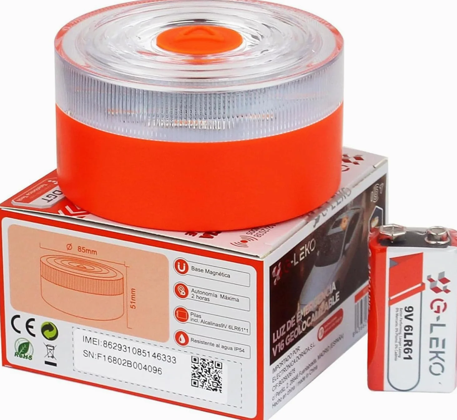 BALSAT Baliza V16 Homologada DGT 3.0 con Geolocalización, Luz LED Emergencia 360°, Base Magnética, Señalización Carretera, Amarillo (2)
