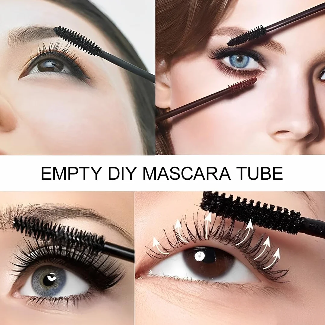 Mascara Recargable Botella Vacía con Cepillo y Contenedor 10ml Plata (5 Unidades)