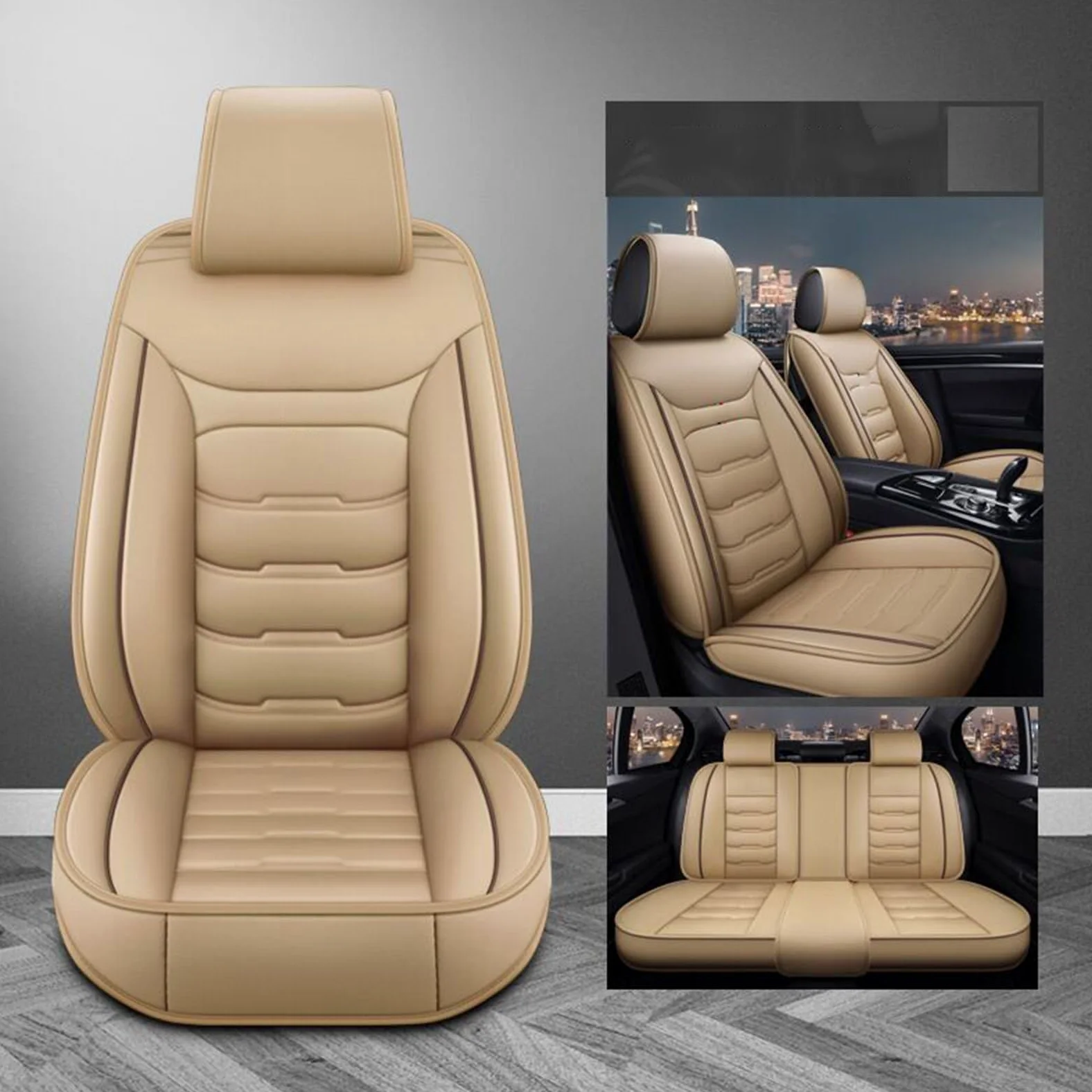 SePkus Funda Asientos Coche para Audi A4 (B6/B7) Avant Cubierta de Asiento,Juego Completo de Protectores de Asiento de Coche de Cuero,Fundas para Asientos Delanteros y Traseros de Coche