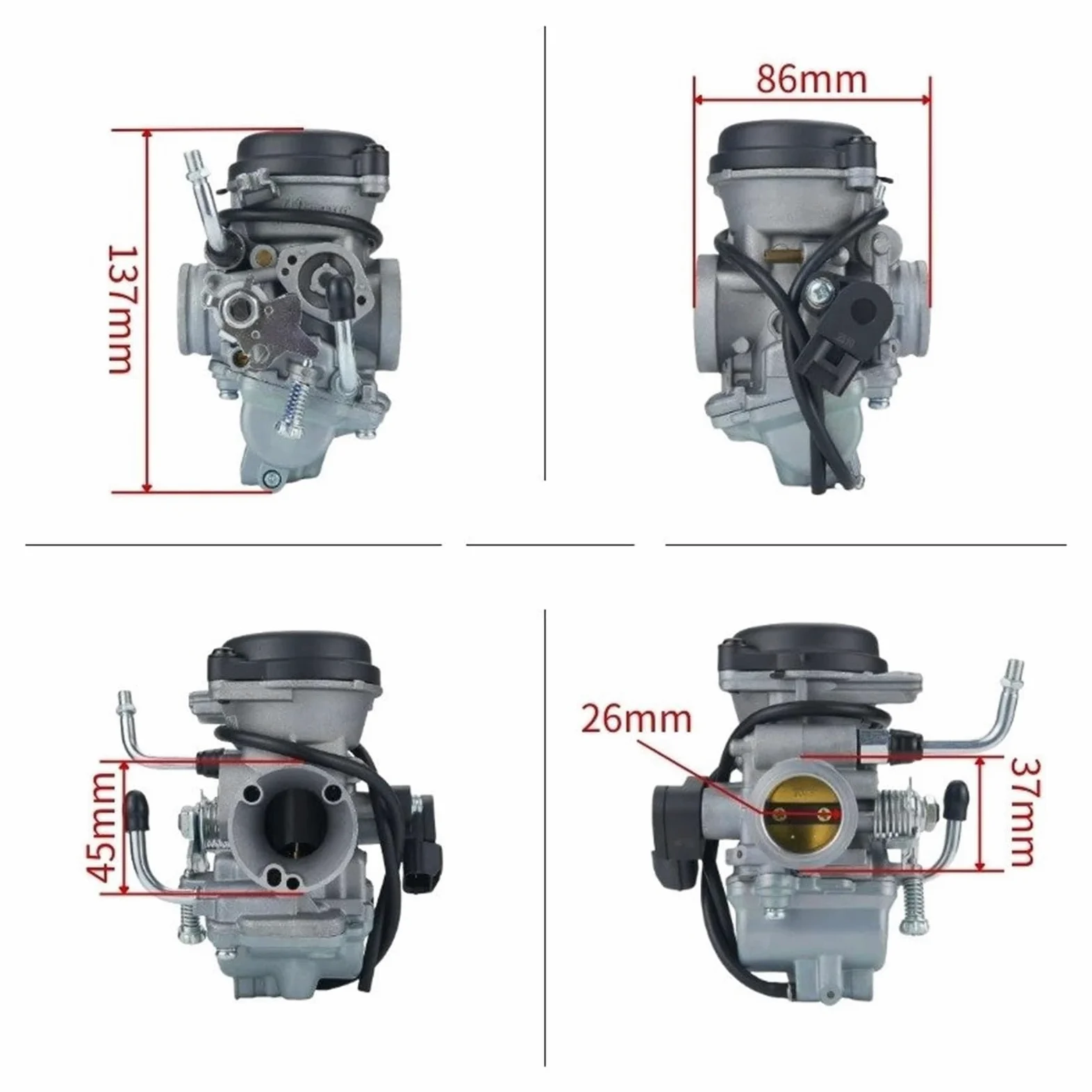 Motosierra Carburador Carburador Motocicleta 26mm Para Fz16 Para Byson 150 Para Fazer Para V1 Para Fzs Para Bajaj Para Televisores Vehículo Todoterreno 2 Tiempos(Single line)