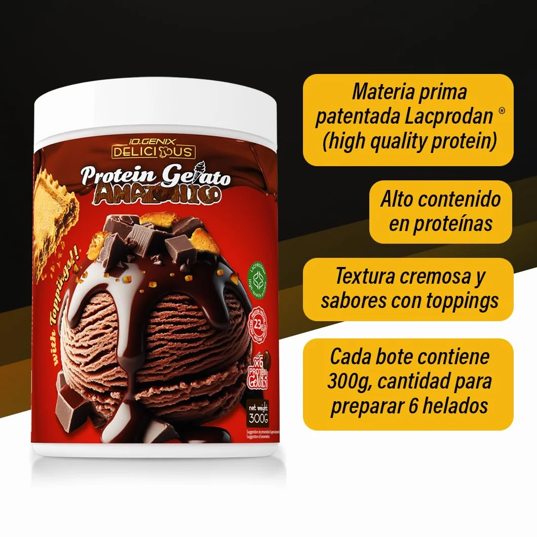 iO.GENIX PROTEIN GELATO Helado Proteico 300g Lacprodan® Alto en Proteínas Chocolate Amazónico