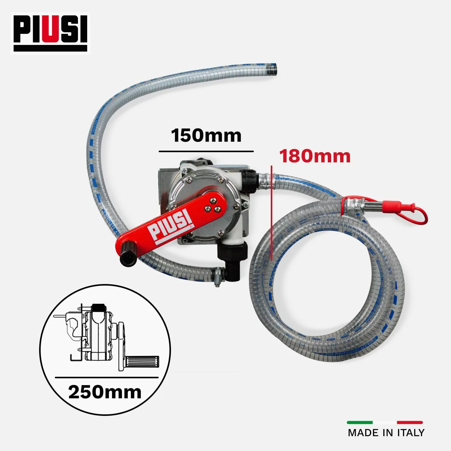 PIUSI Bomba de Mano para Transferencia de AdBlue/Urea/DEF, Agua y Anticongelante con Soporte para Tanque IBC, Capacidad 38 litros por 100 giros | Bomba de Mano Piusi IBC F00332B0A | Producto técnico para repostar y trasvase de solución AdBlue