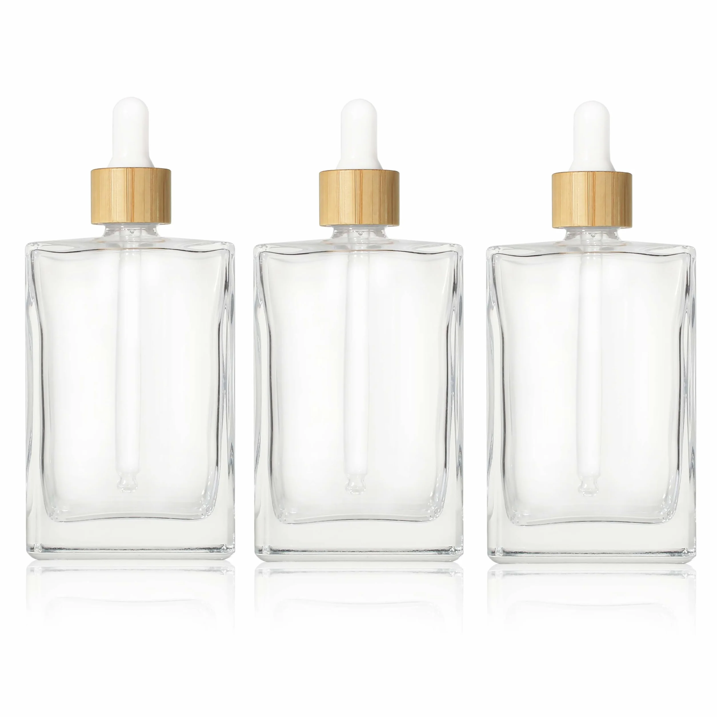 COSIDEA 3 botellas de vidrio plano transparente 100 ml para aceites esenciales de viaje