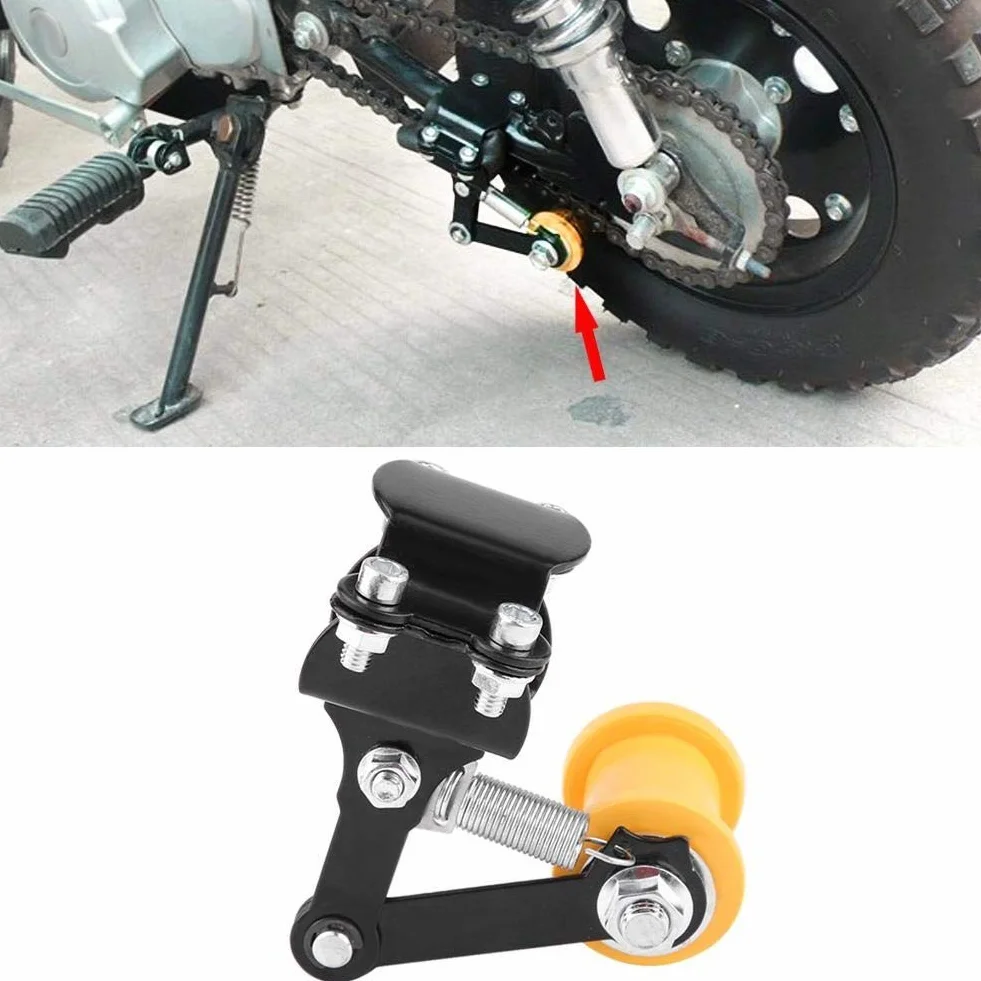 Tensor de cadena - Ajustable de ajuste Tensor de cadena Perno en el rodillo Accesorios modificados for motocicleta Herramienta universal Negro
