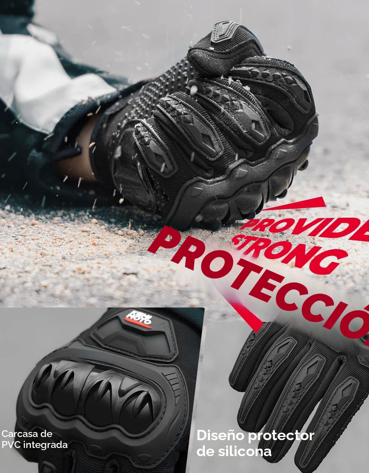 KEMIMOTO Guantes Moto Hombre, Guantes Moto Verano Protector Nudillos, Transpirables Exterior Pantalla Táctil para Hombre y Mujer, para Motos, Bicicletas, Scooters, Caza