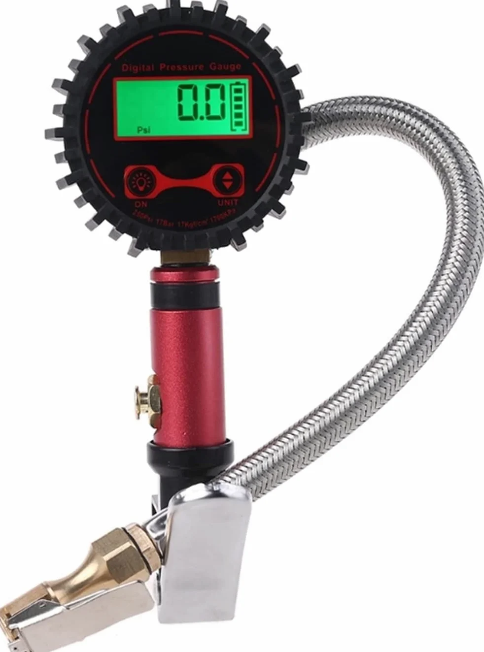 Inflador de neumáticos Digital con manómetro de 250 PSI, Esfera Luminosa de fácil Lectura LCD retroiluminada Digital