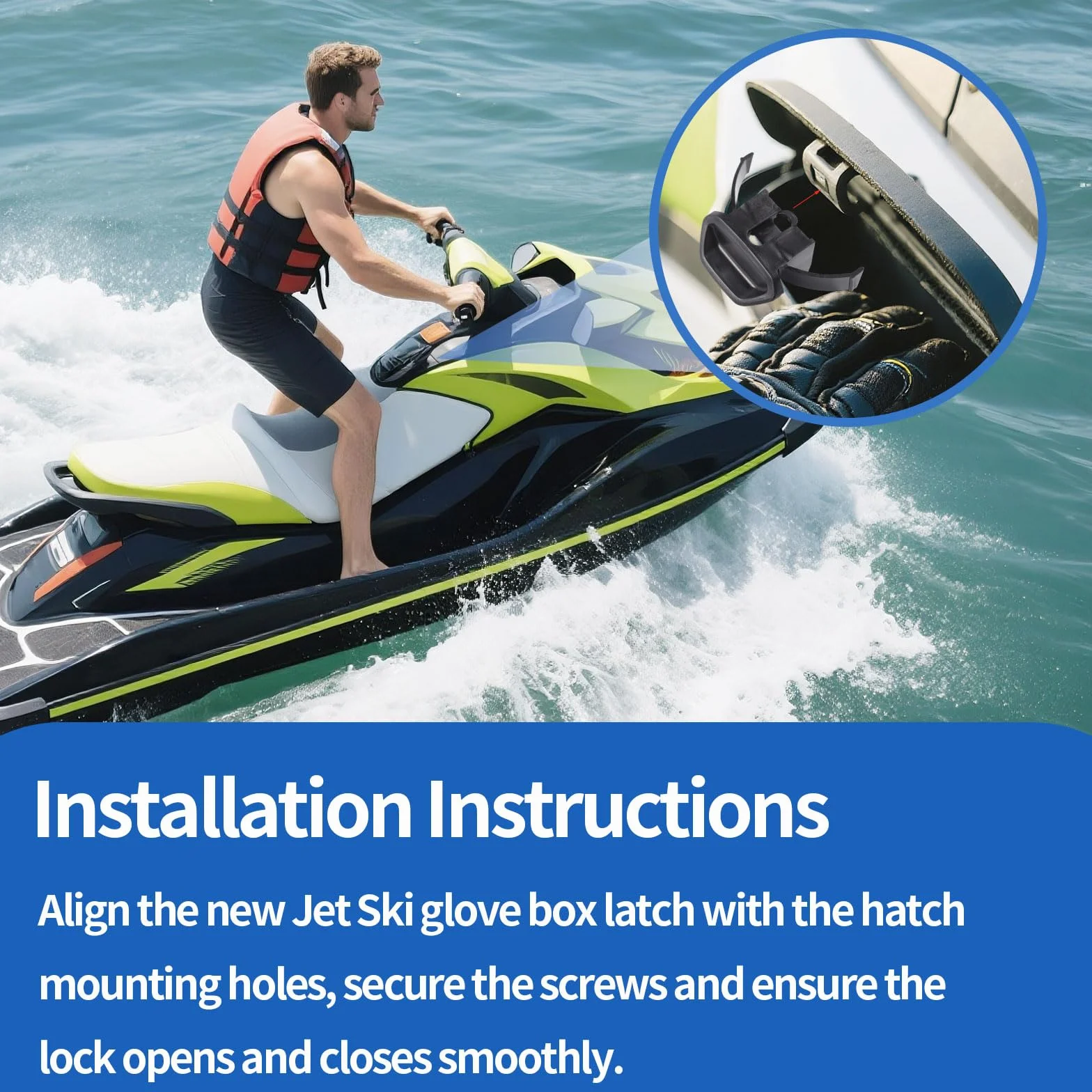 Pestillo para guantera de moto acuática 264000133, repuesto duradero, compatible con Sea Doo New GTX RXT Wake Pro Fish Pro 2018-2021