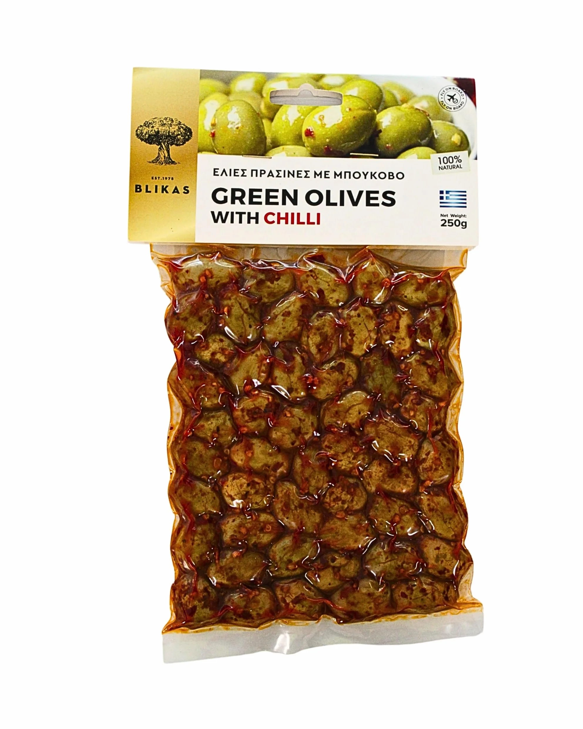 Aceitunas Verdes Griegas Picantes con Guindilla – Pack 2 x 250 g