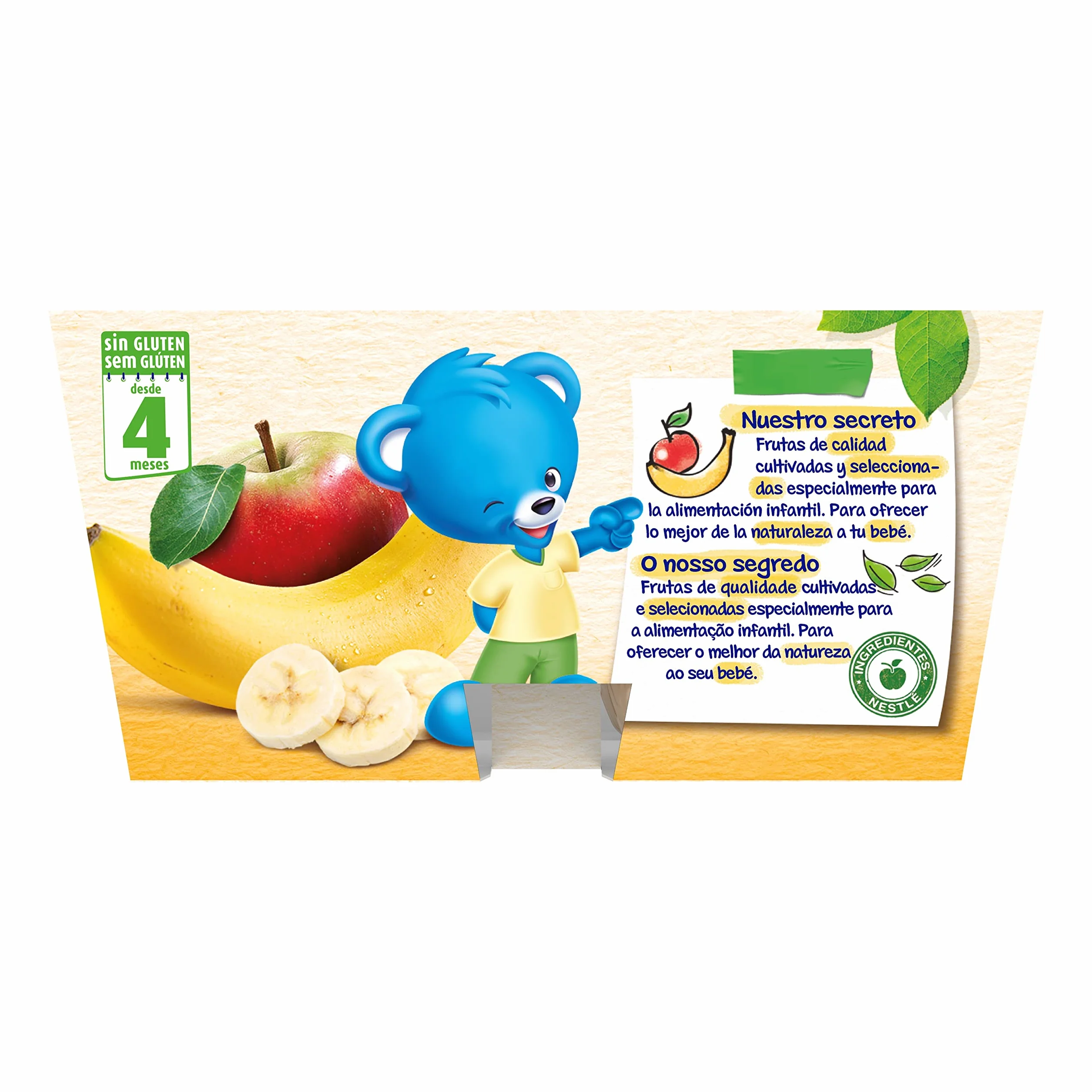 NESTLE Puré Manzana Plátano, desde 4 meses, Pack de 6 (4x100g)