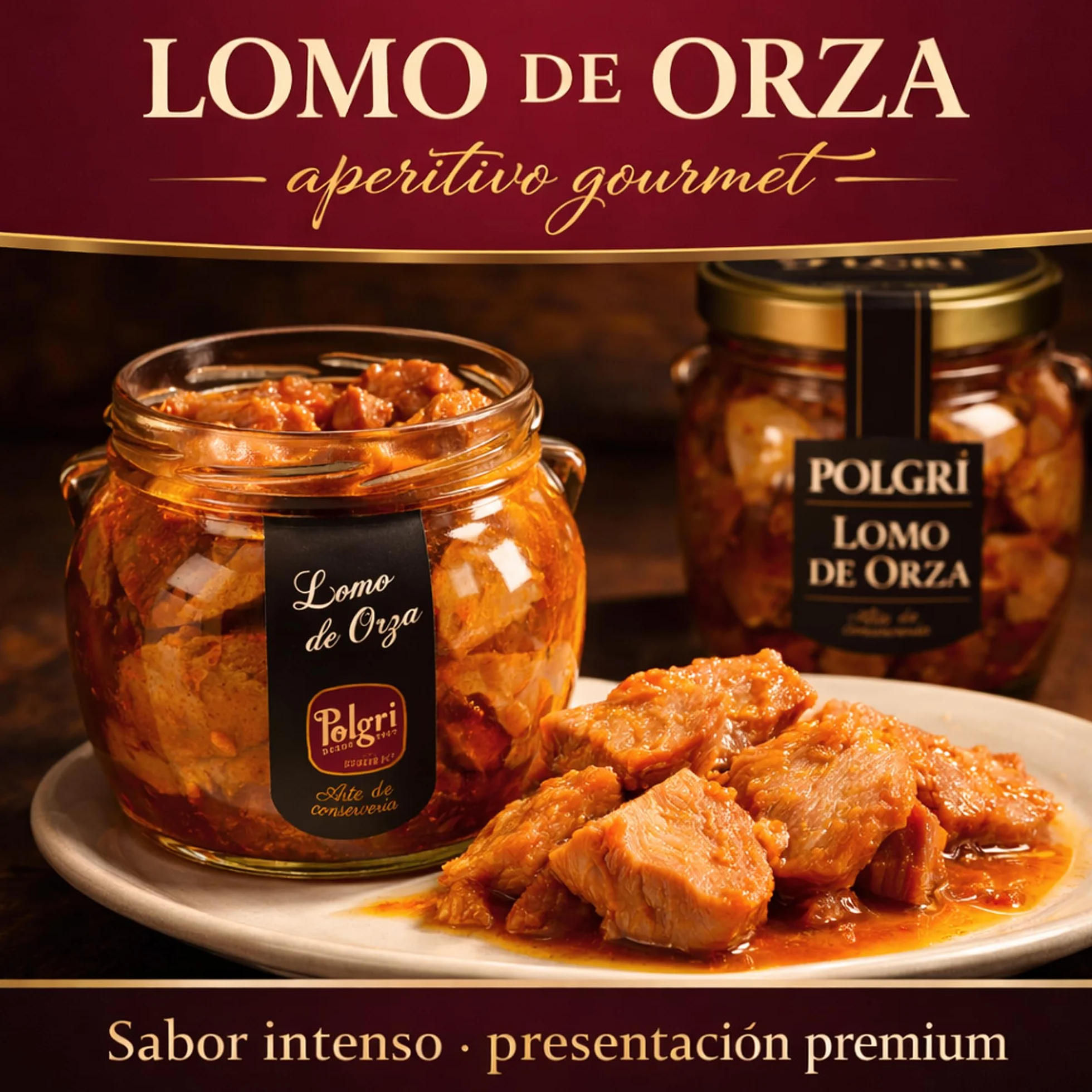POLGRI Lomo de Orza Lomo Frito Conserva Gourmet Pack 2 Tarros 780 g Receta Artesana Cerdo Listo para Servir