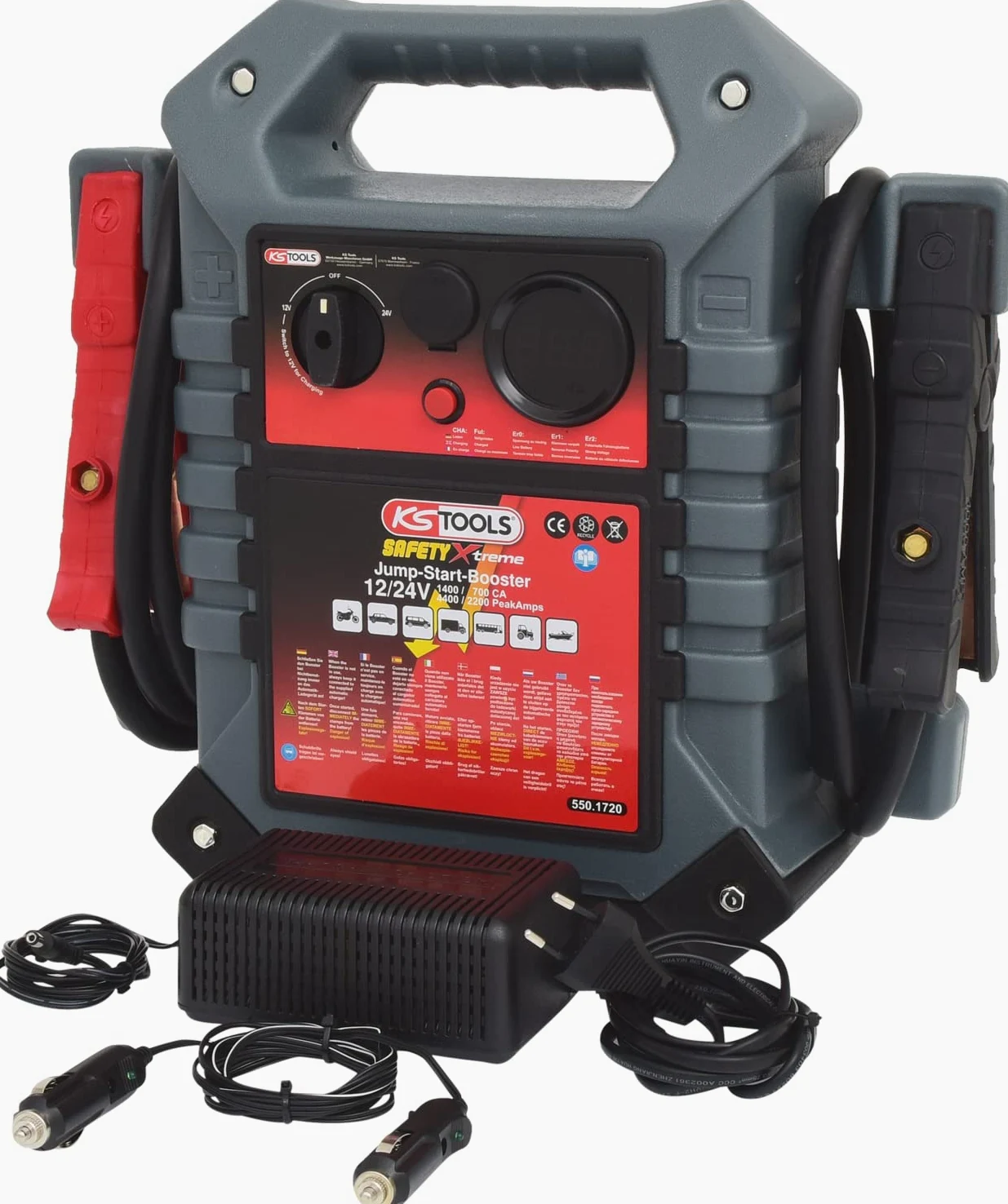 KS Tools 550.1720 Batería de arranque de 12 V + 24 V - arrancador portátil de 1400 A