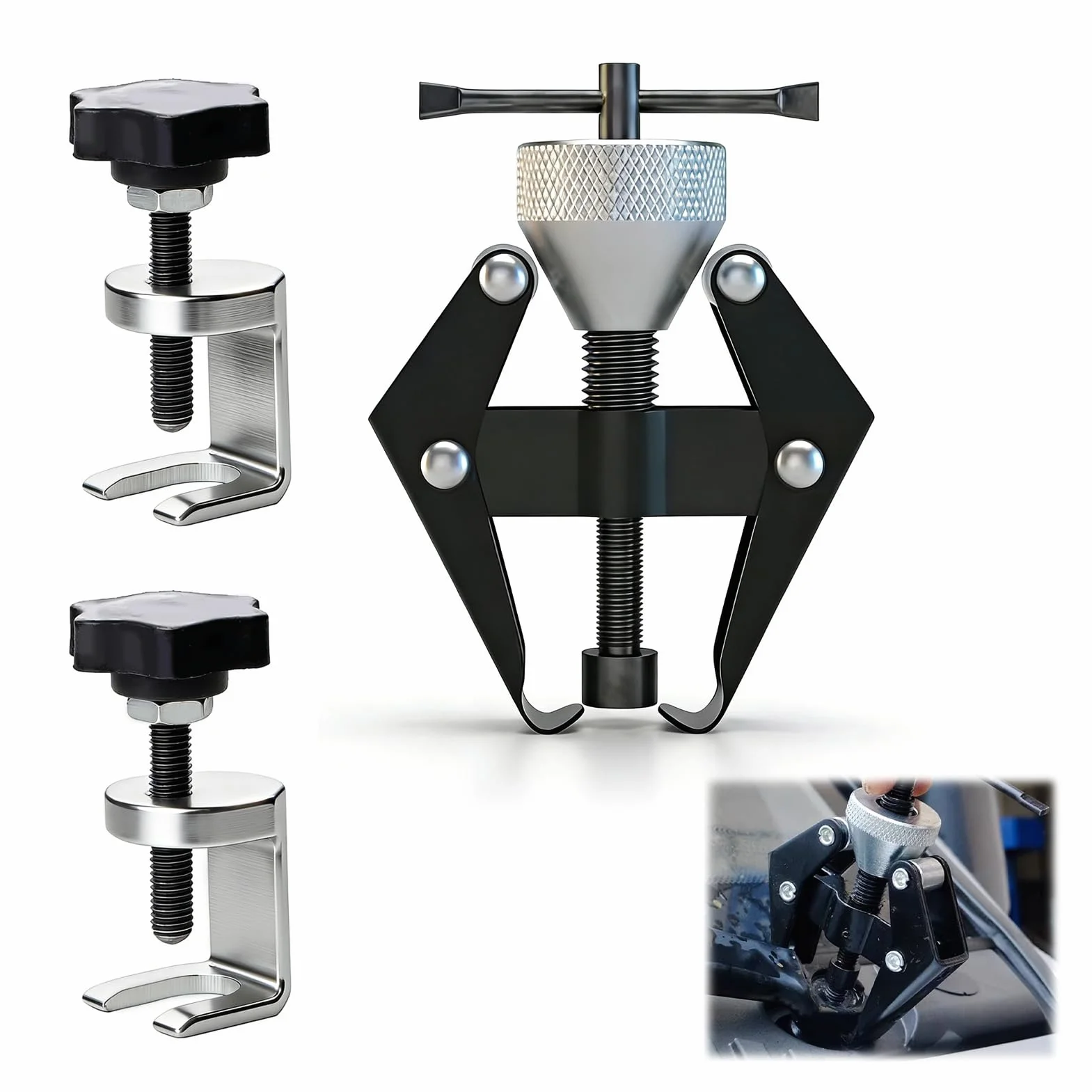 3 Piezas Extractor Profesional de Brazo Limpiaparabrisas, Herramienta de Extracción y Desmontaje, Acero al Carbono Tratado, Compatible con Coches, Furgonetas y Camiones Ligeros,Apertura Máxima 36 mm