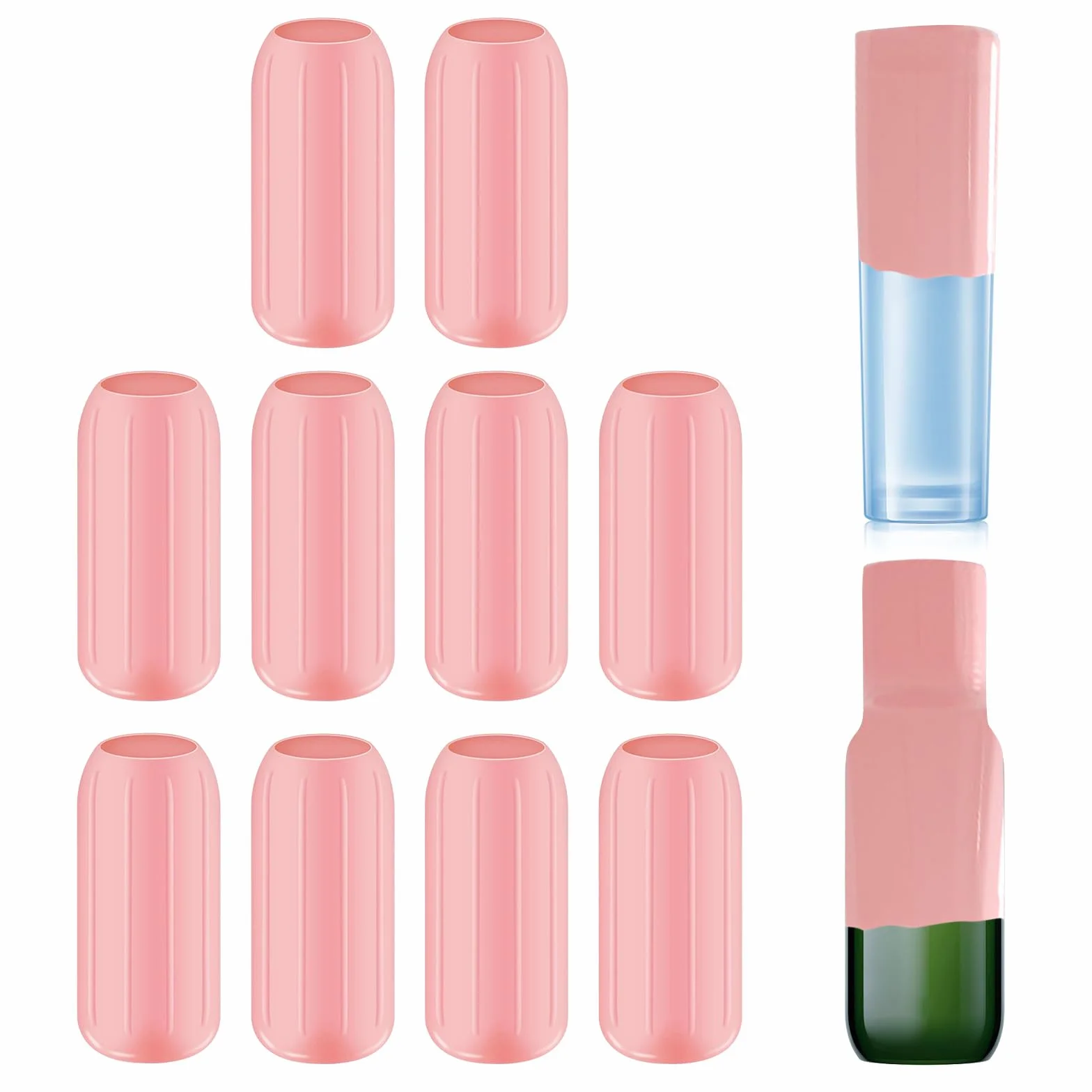 Fundas Elásticas de Silicona para Botellas de Viaje, Accesorios a Prueba de Fugas, Reutilizables (Rosa)