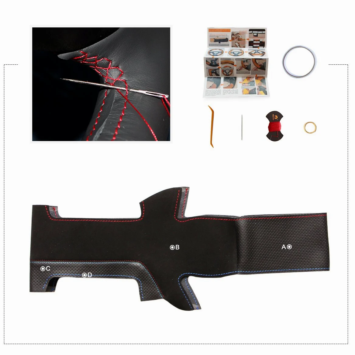 Personalizado negro de piel funda para volante de coche para Jimny 2007 – 2012