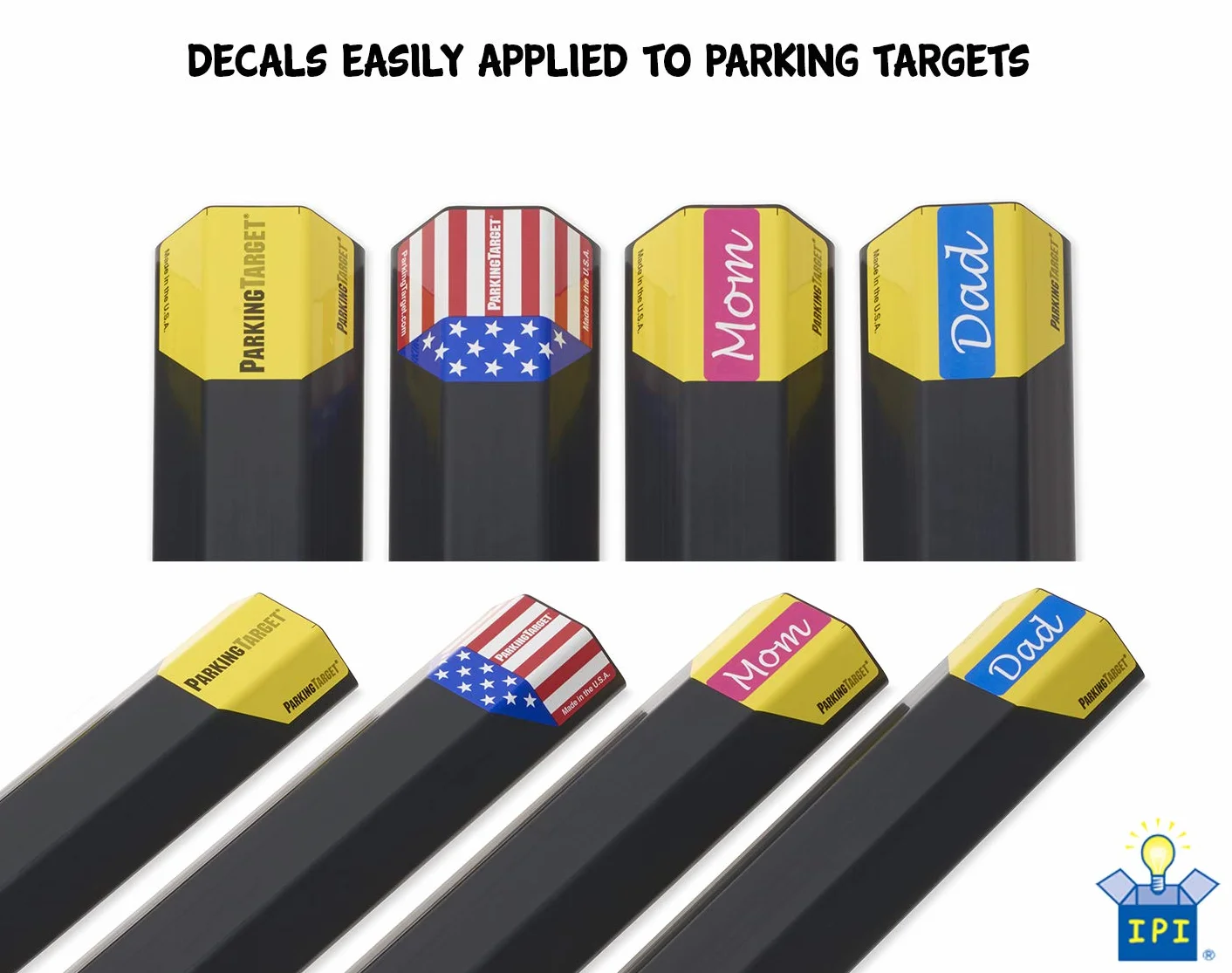 PARKINGTARGET IPI-100 - Paquete de 1 ayuda de estacionamiento para proteger las paredes del coche y el garaje, fácil de instalar, despegar y pegar, solo se necesita 1 por vehículo, calcomanías para