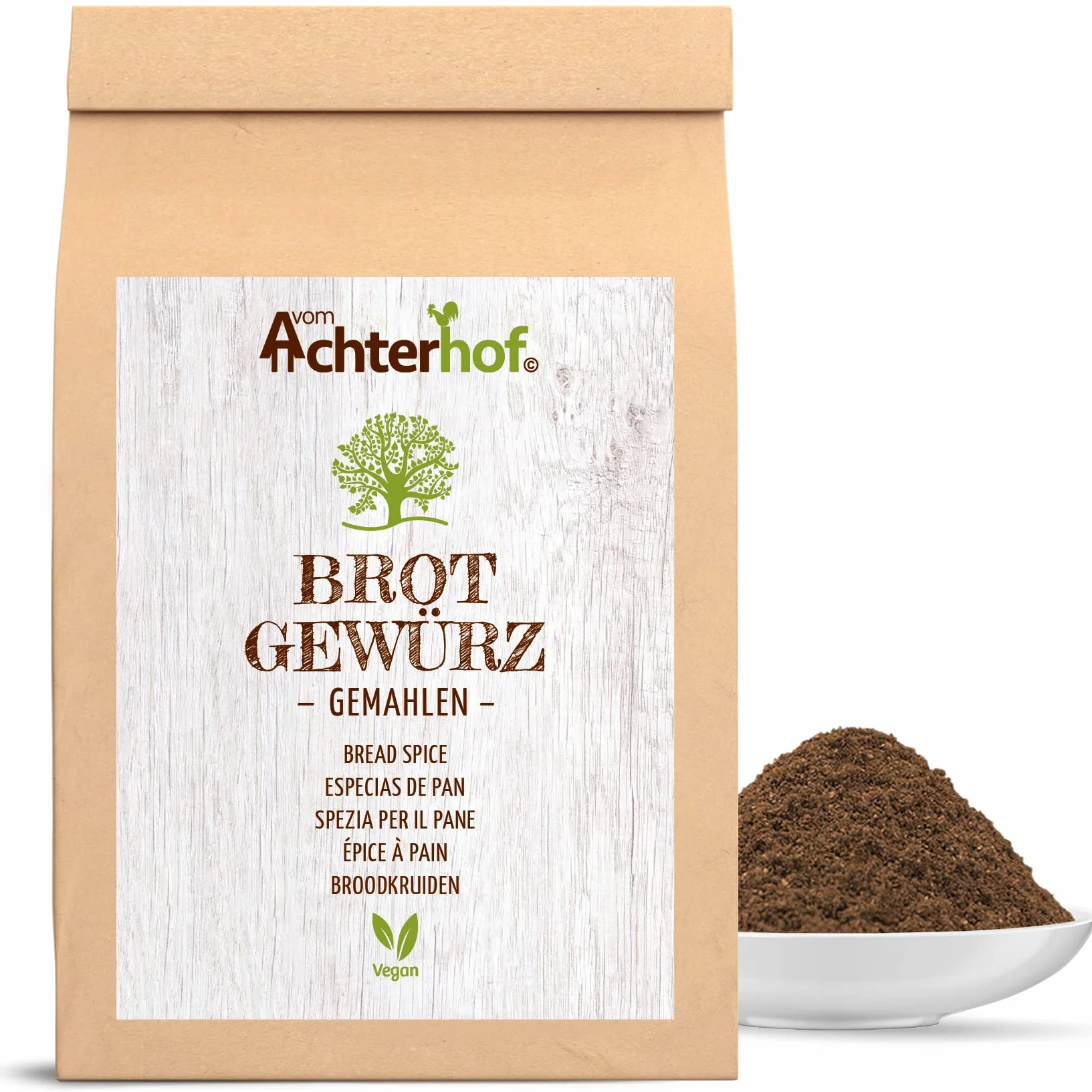 Especia para pan molida 100g con alcaravea hinojo cilantro sin potenciador del sabor Achterhof