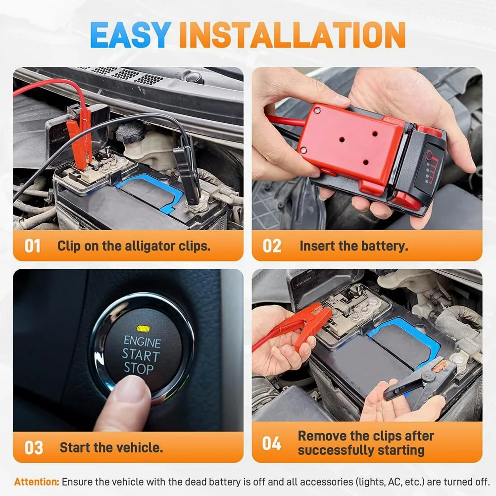 Cable de Arranque de batería de 8 AWG con Pinza de cocodrilo, de Silicona, fácil de Transportar, para Autos, vehículos recreativos y Camiones, de, 8 AWG-5.9 pies