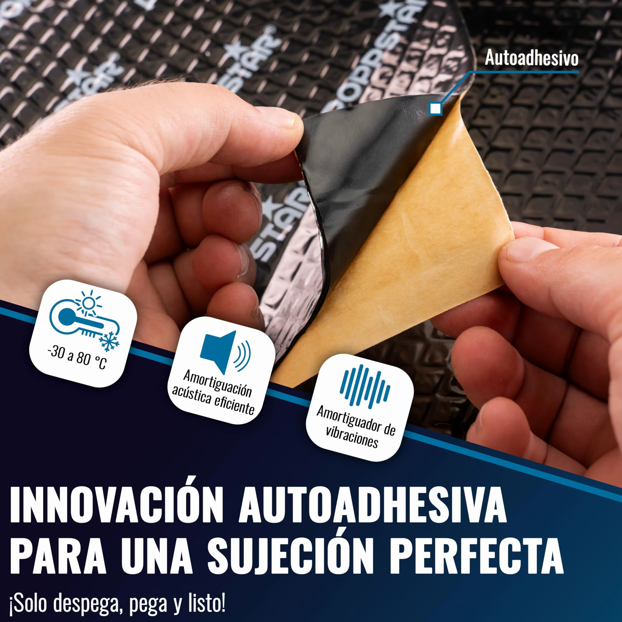 Poppstar Alfombrillas ailslantes para coche de aluminio butilo (placas insonorizantes 2 mm, 17 piezas c/u 40 x 25 cm, (1,7 m²)), negro