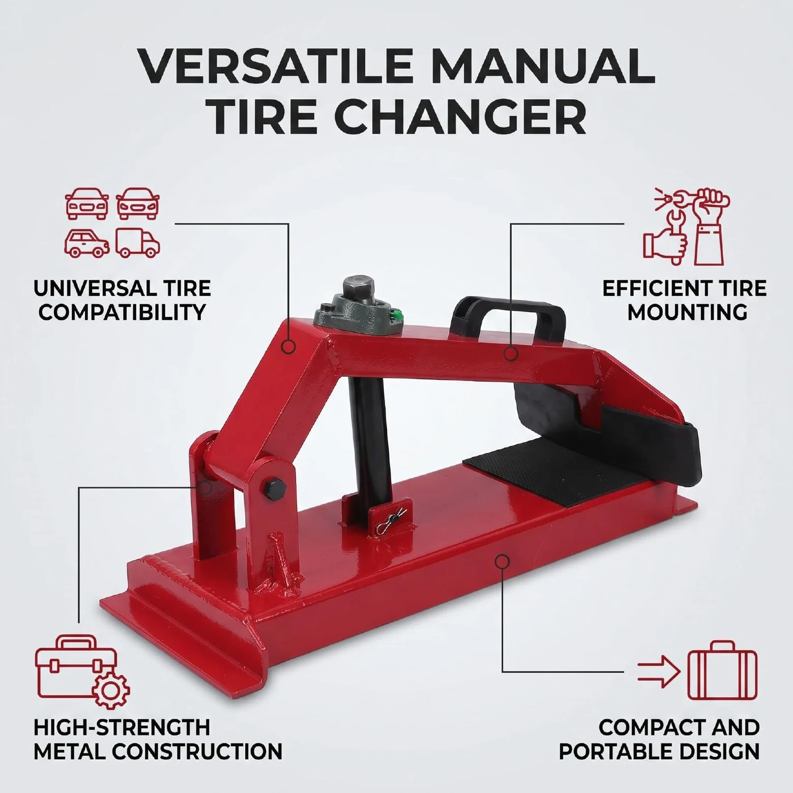 KIMISS Desmontadora Manual de Neumáticos, Herramienta Destalonadora Portátil, Interfaz de 27 Mm, para Instalación Rápida de Neumáticos y Destalonado en Coches Camiones Remolques SUVs
