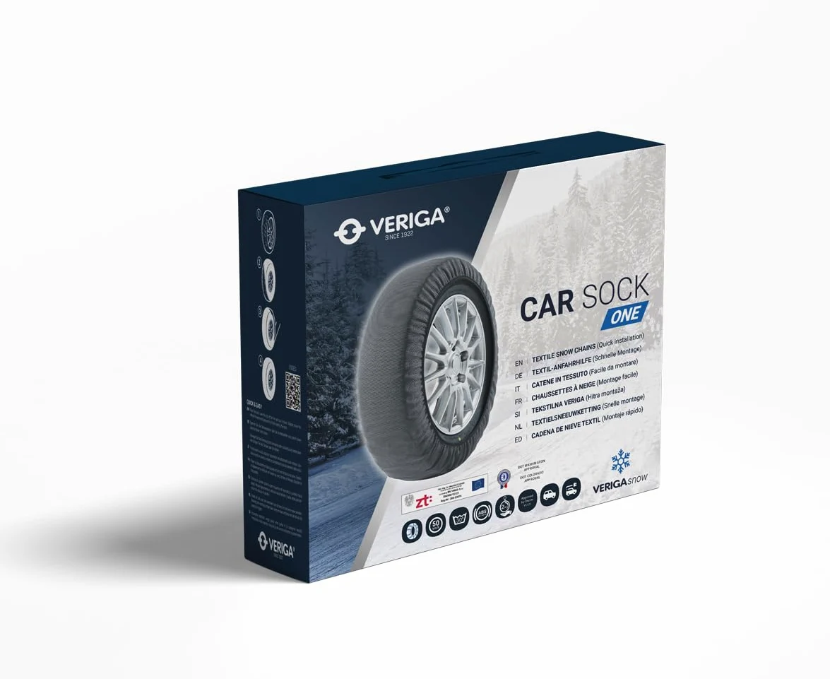 Veriga N11 CAR Sock One - Cadenas textiles para nieve (1 par = 2 unidades), homologadas según EN 16662-1 para la UE, montaje rápido para coches, coches deportivos, SUV, vehículos eléctricos