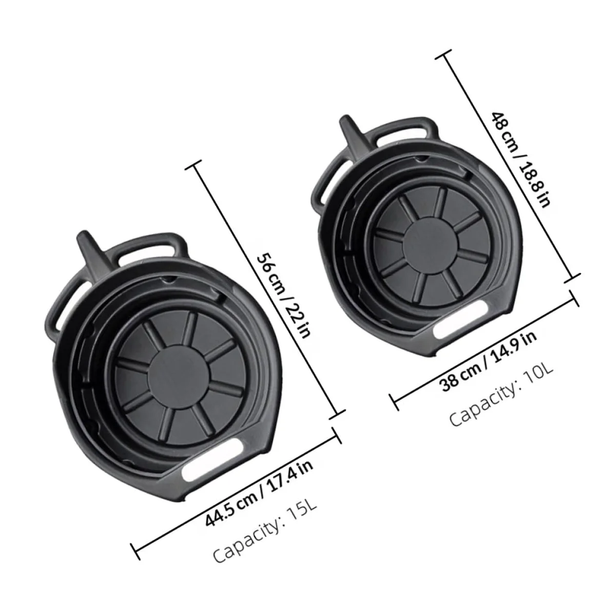 Bandejas Recogedoras de Aceite Motor Material PE Resistente de 10l y 15l Fácil de Limpiar Juego de 2 para Coches y Mantenimiento Automotriz