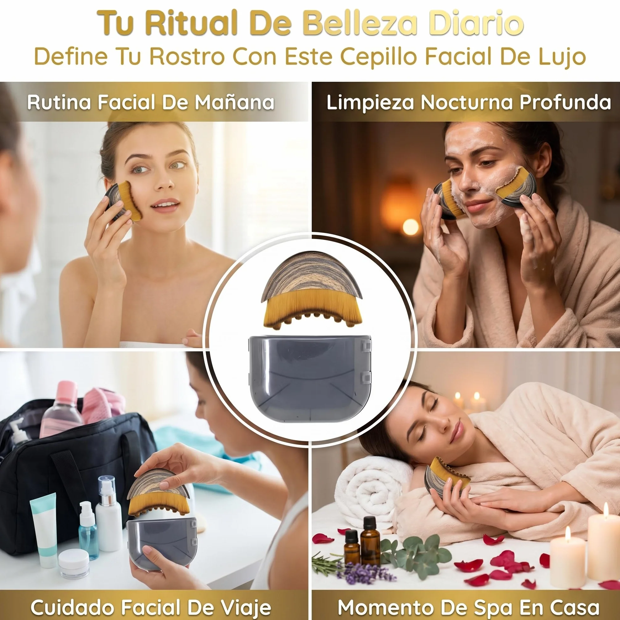 Cepillo Facial Linfático Drenaje Masajeador Contorno Exfoliación