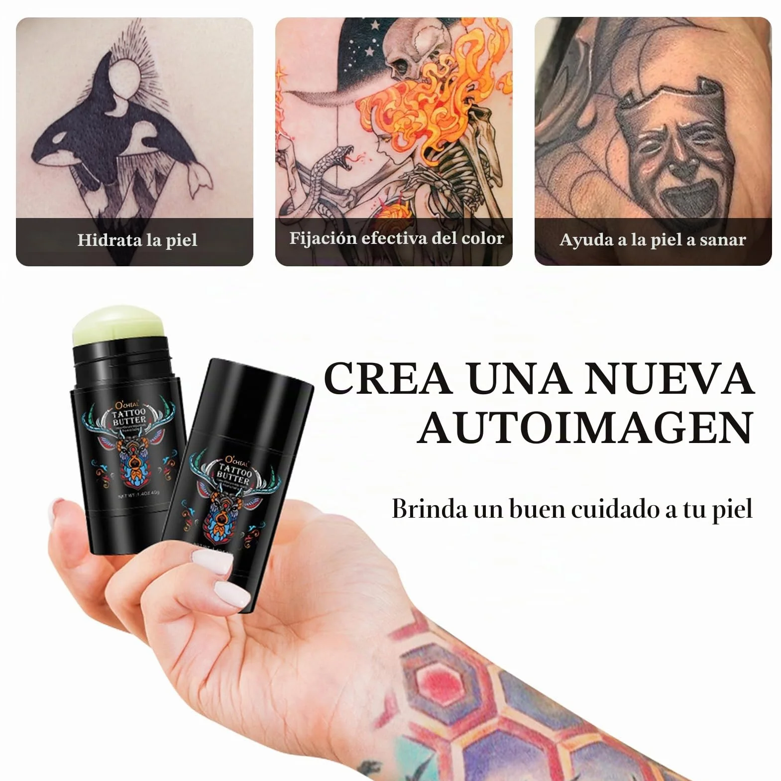 Crema para Tatuajes 2 Piezas, Crema Tattoo de Mantequilla, Cuidado Posterior