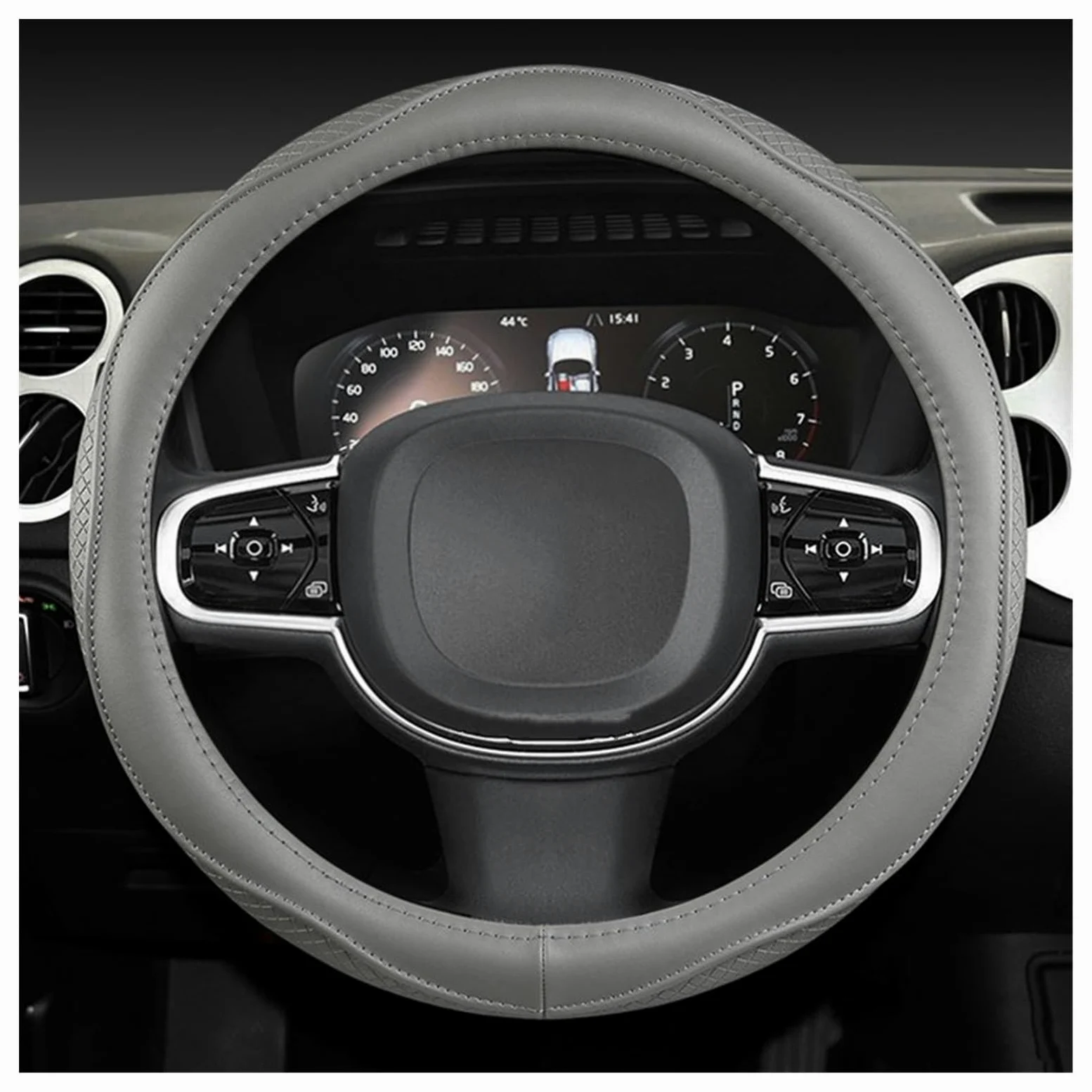 Protector para Volantes para Volvo XC40 para XC60 para XC90 V40 para S90 S80 para S60 S40 Funda Volante Cuero Genuino 38 Cm Y 15 Pulgadas, Antideslizante(Negro)