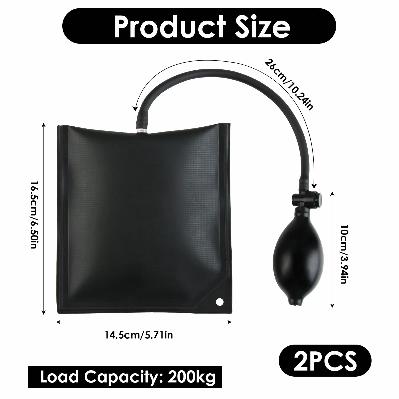 Cuña de Aire Hinchable Bomba 2Pcs, Air Pump Wedge, Ventanas y Reparación de Automóviles, Capacidad de Carga de 200 KG, Herramienta de Elevación y Alineación para Instalación de Puertas