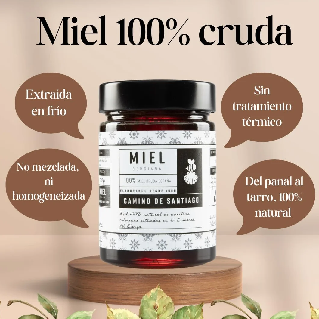Miel Cruda Pura de Abeja 1 kg - Sin filtrar - Antioxidante - Sales Minerales