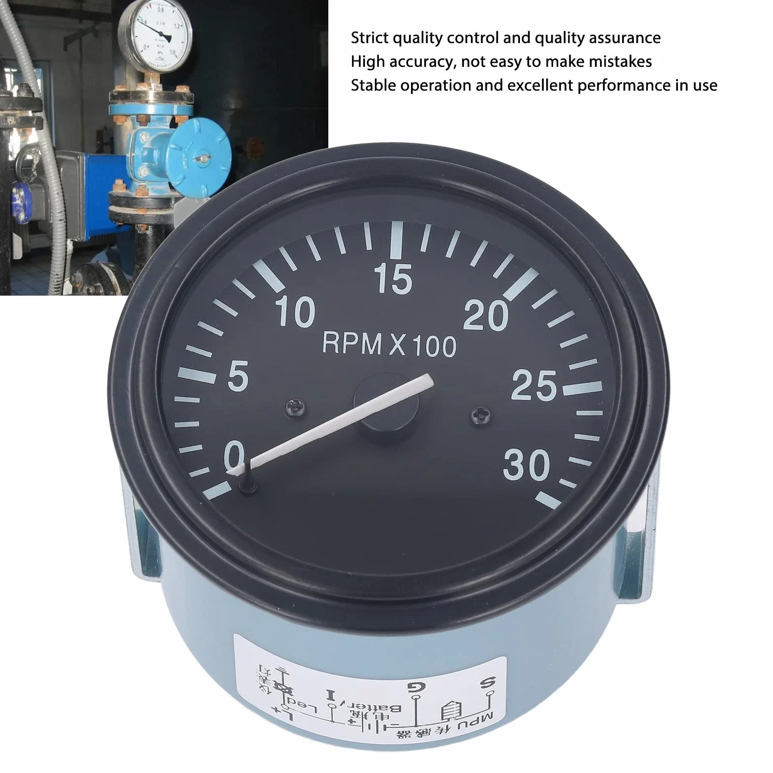 3031734 Medidor de Tacómetro del Motor, Medidor de Tacómetro Azul Universal para Automóvil Luz Negra entre Cambios 0-3000 RPM Indicador de Presión de Aceite para Generador DC10-32V