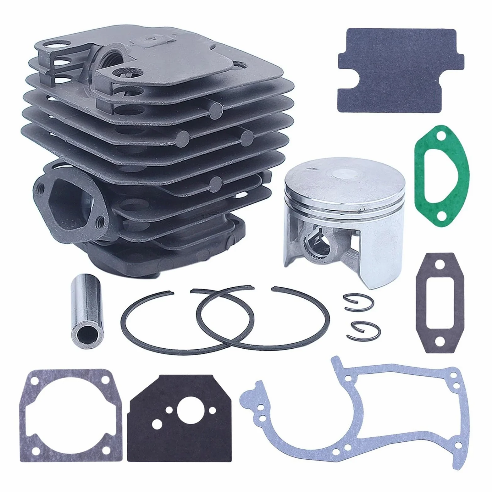 Kit de pistón de Cilindro de 45 mm y Juego de Juntas de carburador for Motosierra de Gasolina de 45 CC, 52 CC y 58 CC.