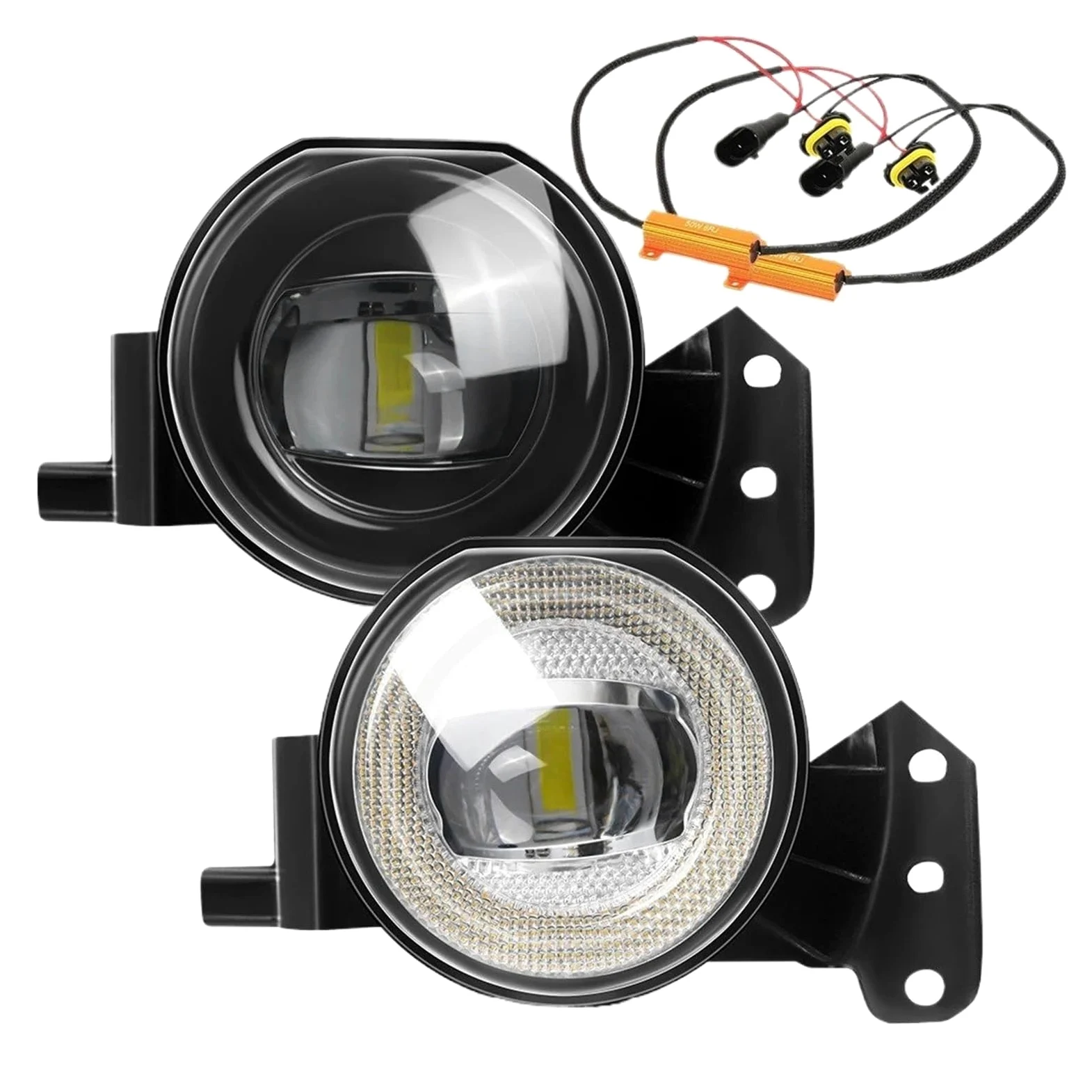 Faro Antiniebla E46 E60 E63 E90 525i 530i 545i 550i 323i 325i Canbus Lámpara LED Antiniebla Circulación Diurna 9006 2 X Luz Ojo Ángel DRL(Blanco)
